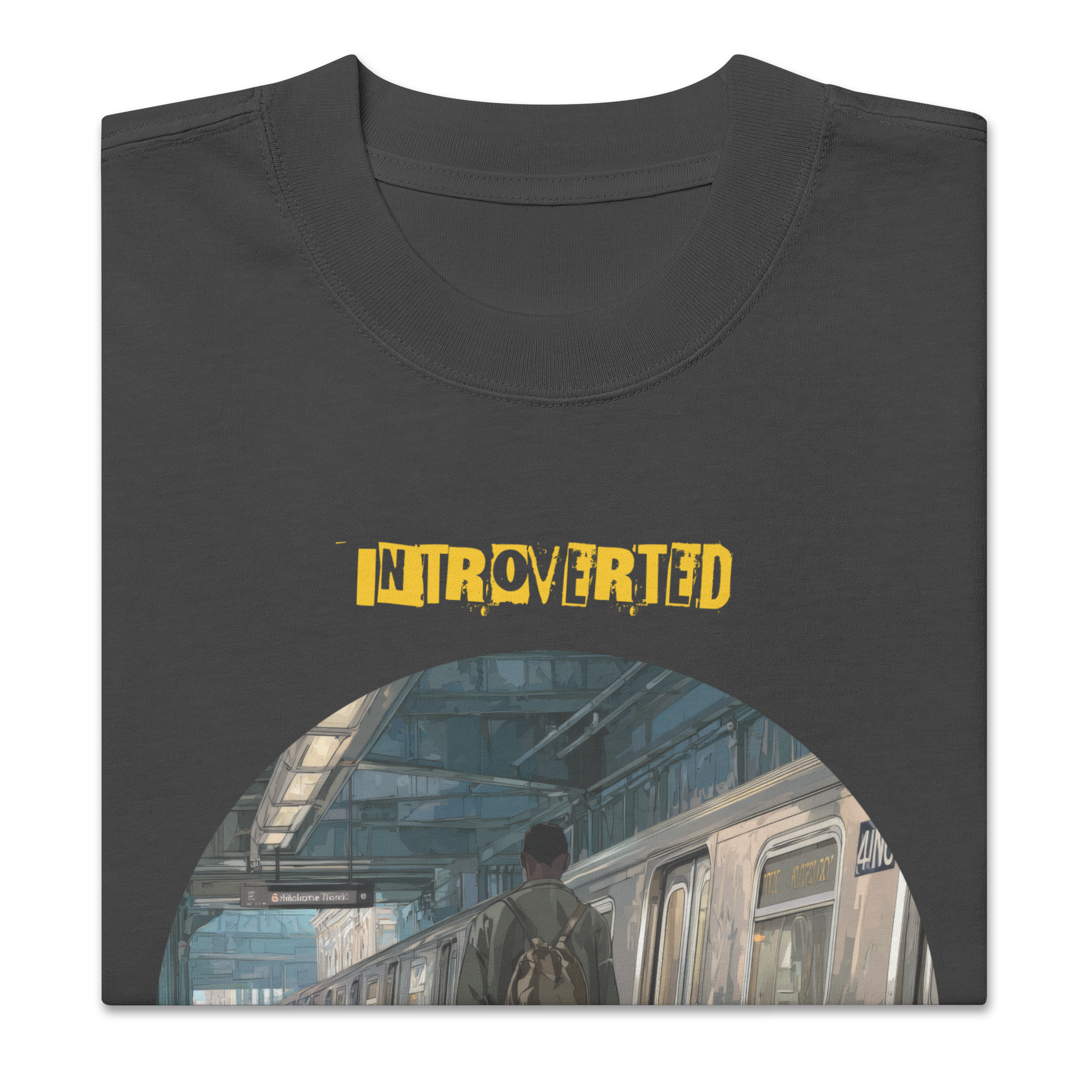 IntrovertedAlpha™ Oversized Faded T-Shirt in Faded Black for men, vintage-wash streetwear with a relaxed oversized fit