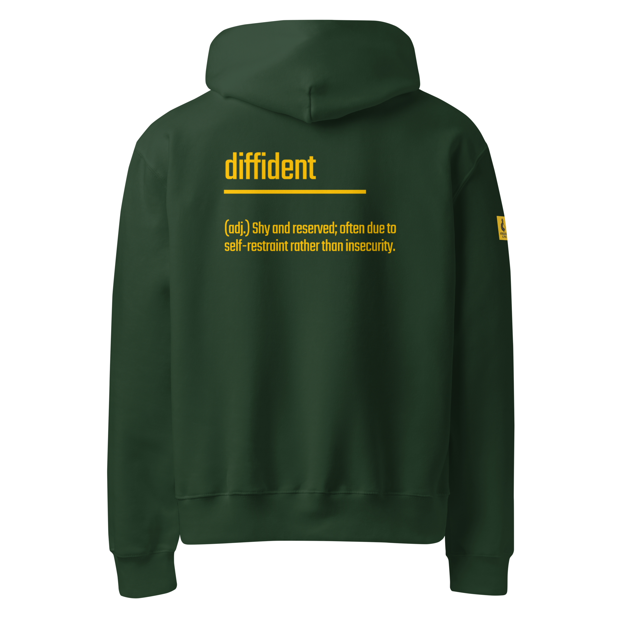IntrovertedAlpha™ Oversized Hoodie in Forest for men, elevated everyday streetwear with a relaxed oversized fit