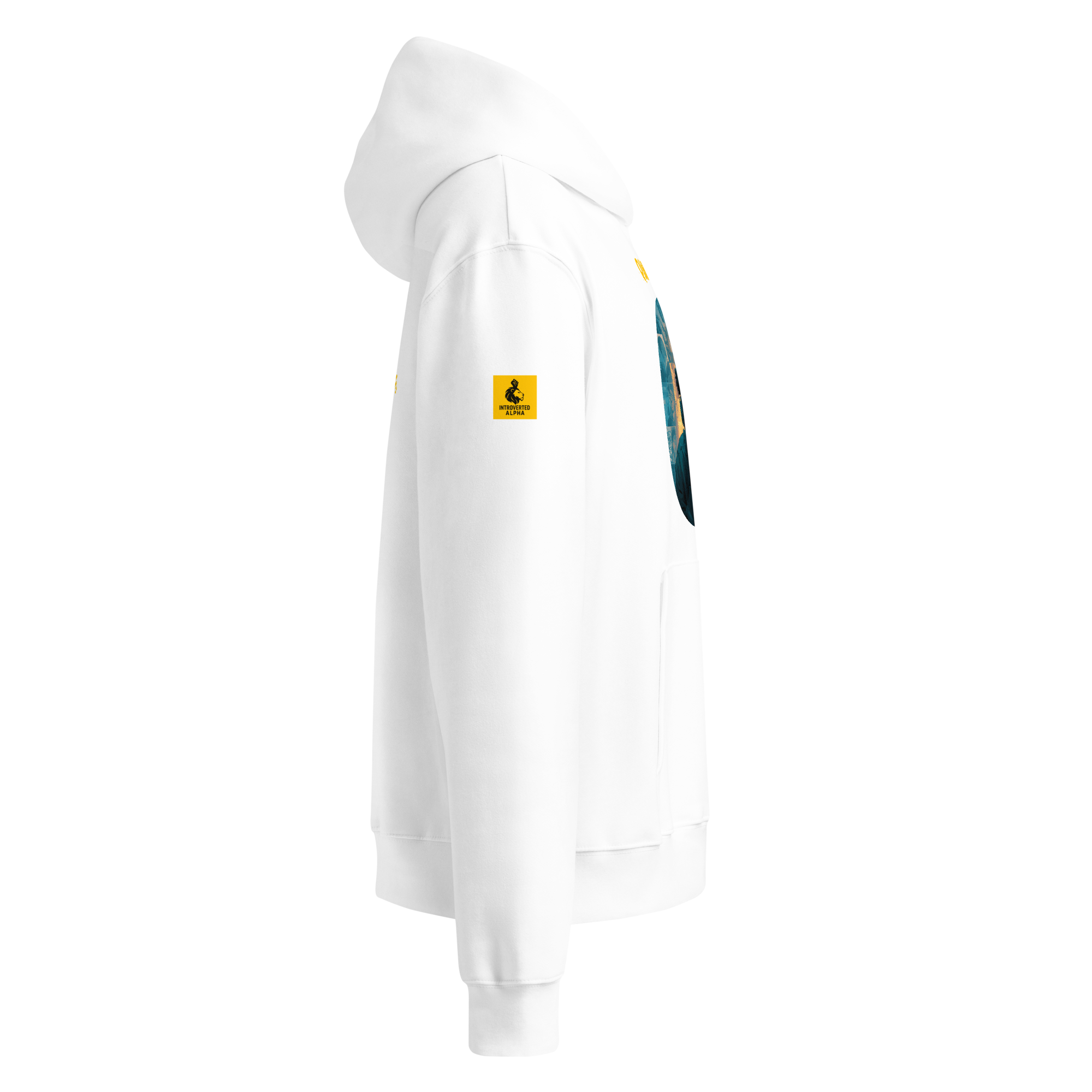 IntrovertedAlpha™ Oversized Hoodie in White for men, crisp minimalist oversized hoodie with premium streetwear appeal