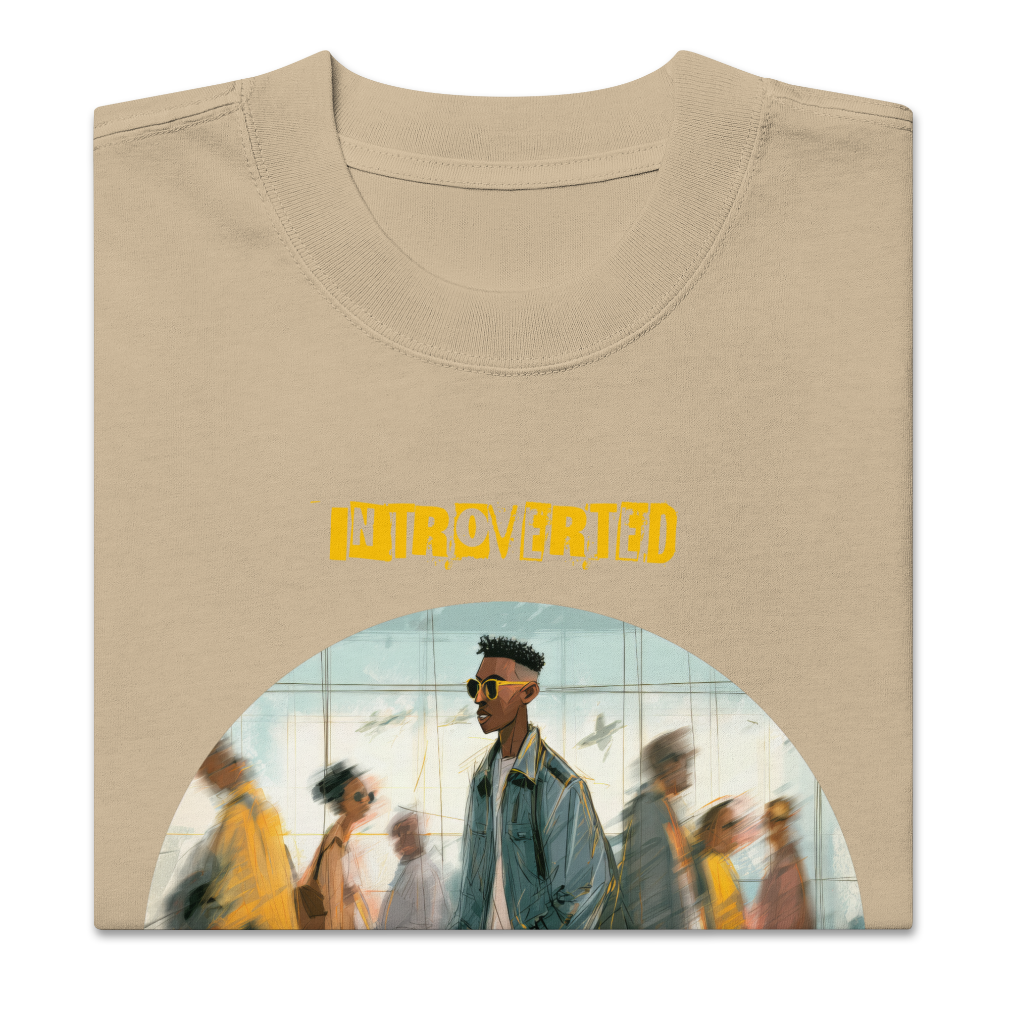 Xantho Philos™ Oversized Faded T-Shirt in Faded Khaki for men, neutral oversized T-shirt with casual streetwear style