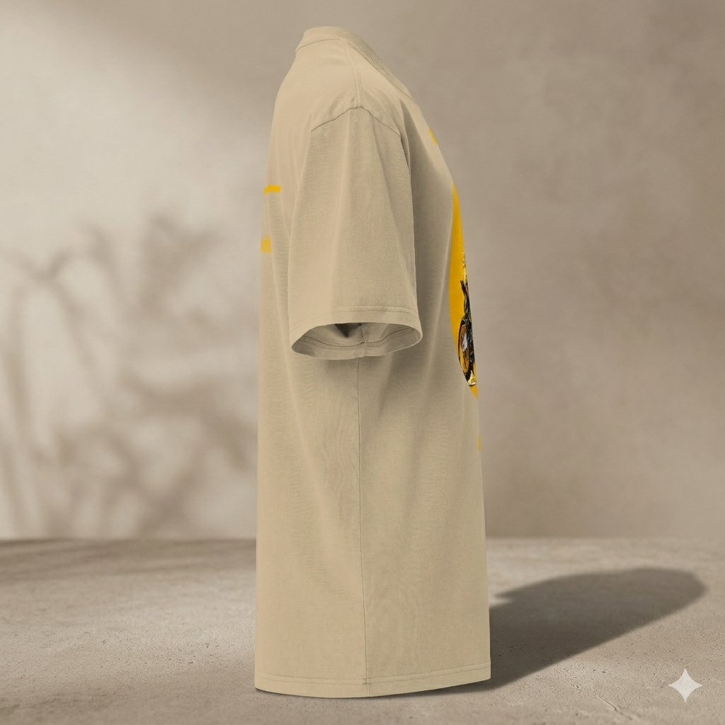 Xantho Philos™ Oversized Faded T-Shirt in Faded Khaki for men, neutral oversized T-shirt with casual streetwear style