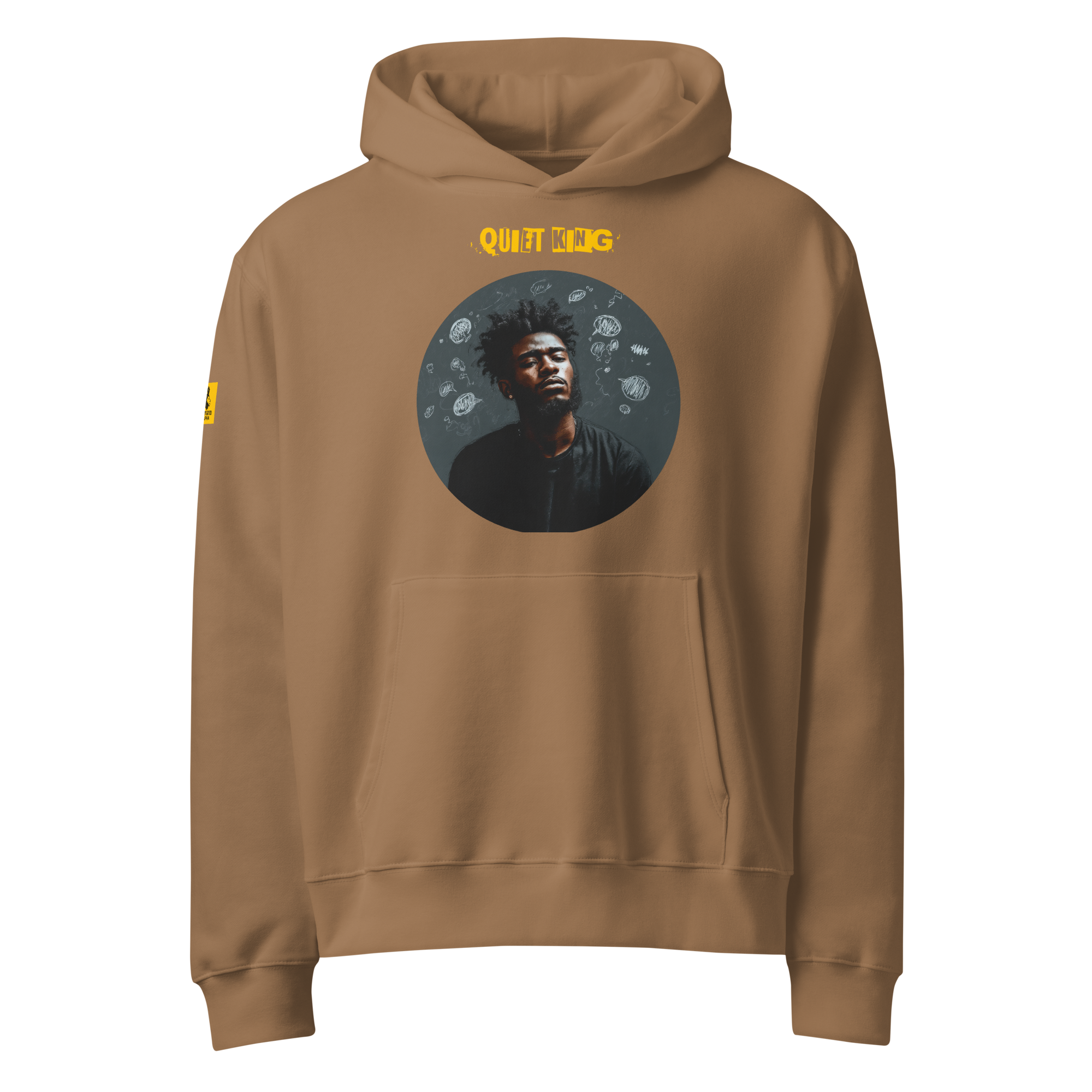 IntrovertedAlpha™ Oversized Hoodie in Vintage Brown for men, premium oversized streetwear with a warm neutral tone