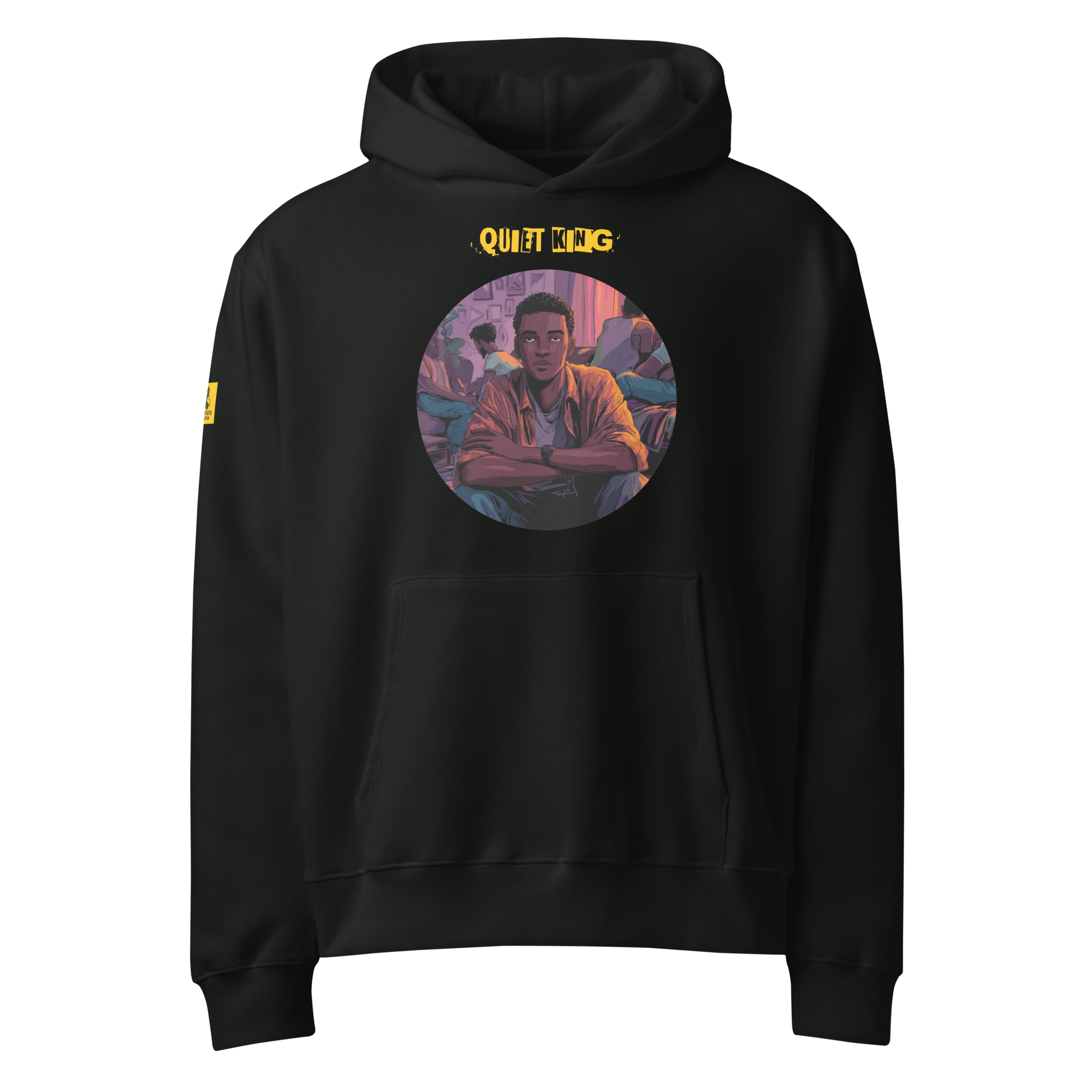 IntrovertedAlpha™ Oversized Hoodie in Vintage Black for men, premium heavyweight streetwear with a relaxed oversized fit