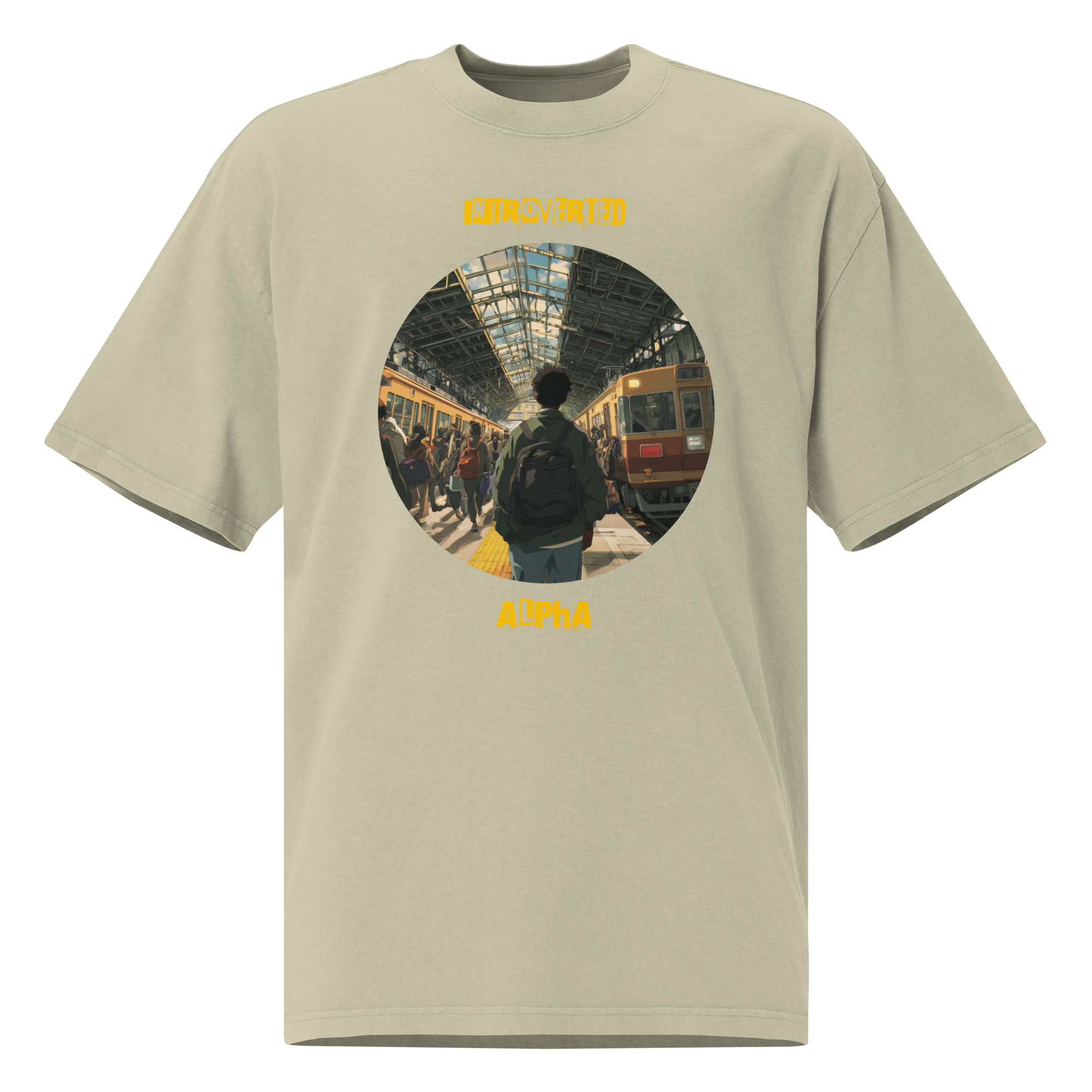 IntrovertedAlpha™ Oversized Faded T-Shirt in Faded Eucalyptus for men, washed green oversized T-shirt with premium casual style