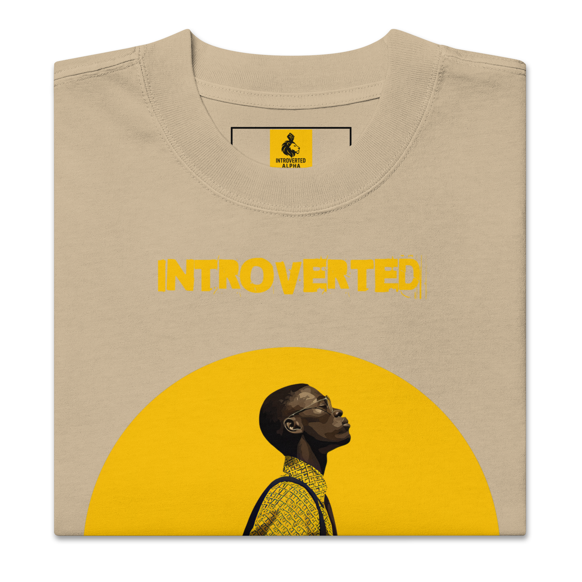 Xantho Philos™ Oversized Faded T-Shirt in Faded Khaki for men, neutral oversized T-shirt with casual streetwear style
