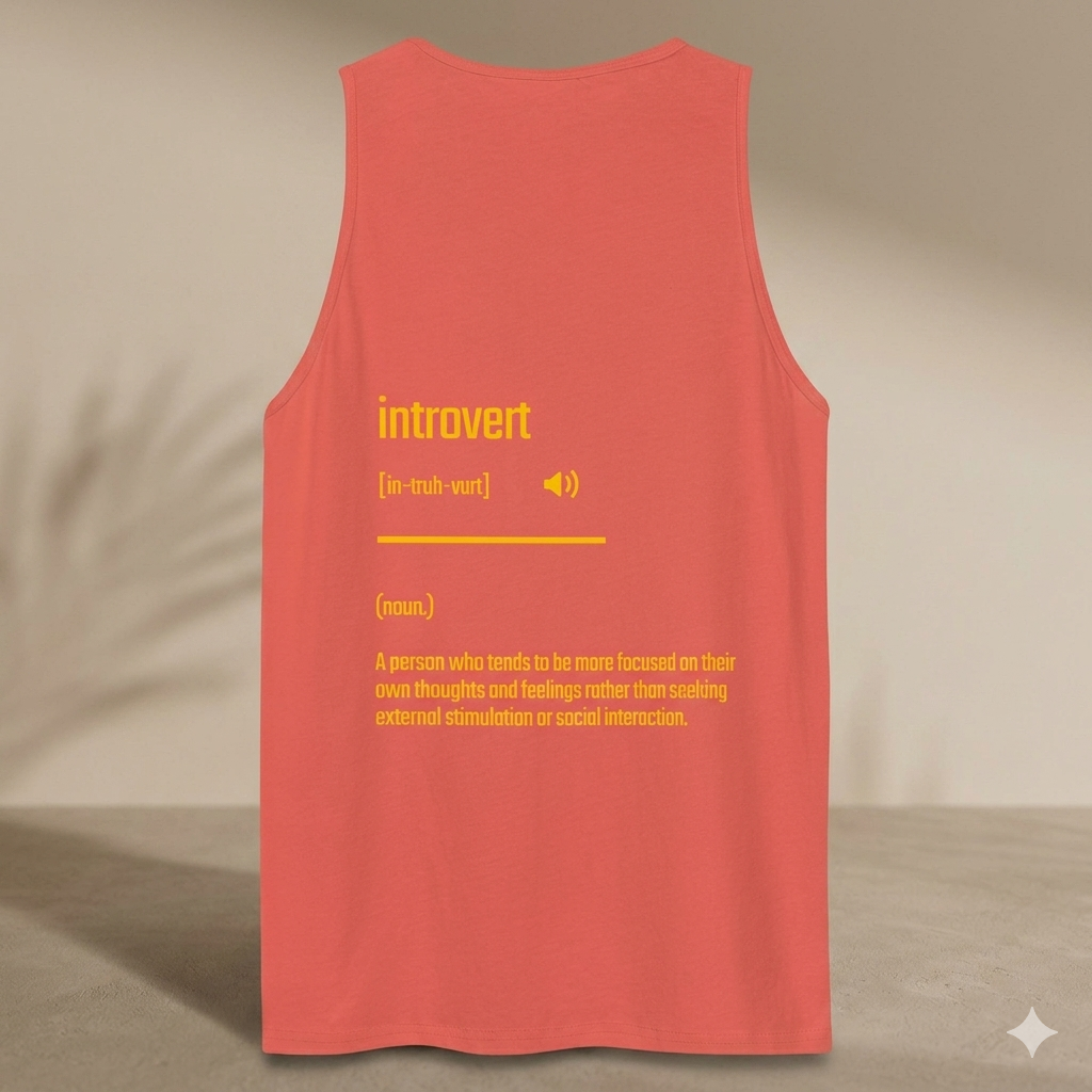 IntrovertedAlpha™ Tank Top in Coral for men, lightweight summer tank top with a vibrant casual tone