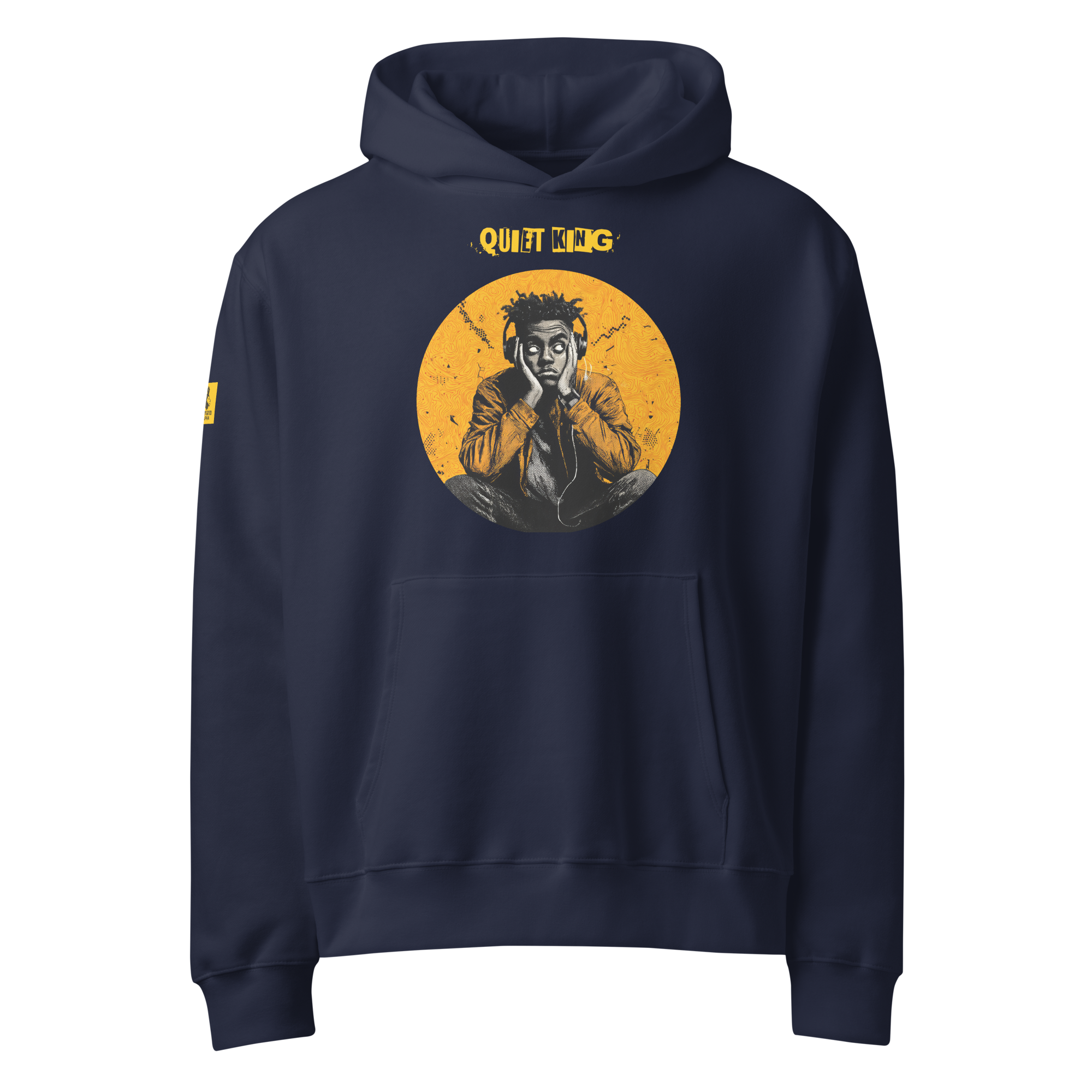 IntrovertedAlpha™ Oversized Hoodie in Navy for men, minimalist heavyweight hoodie with a relaxed streetwear fit