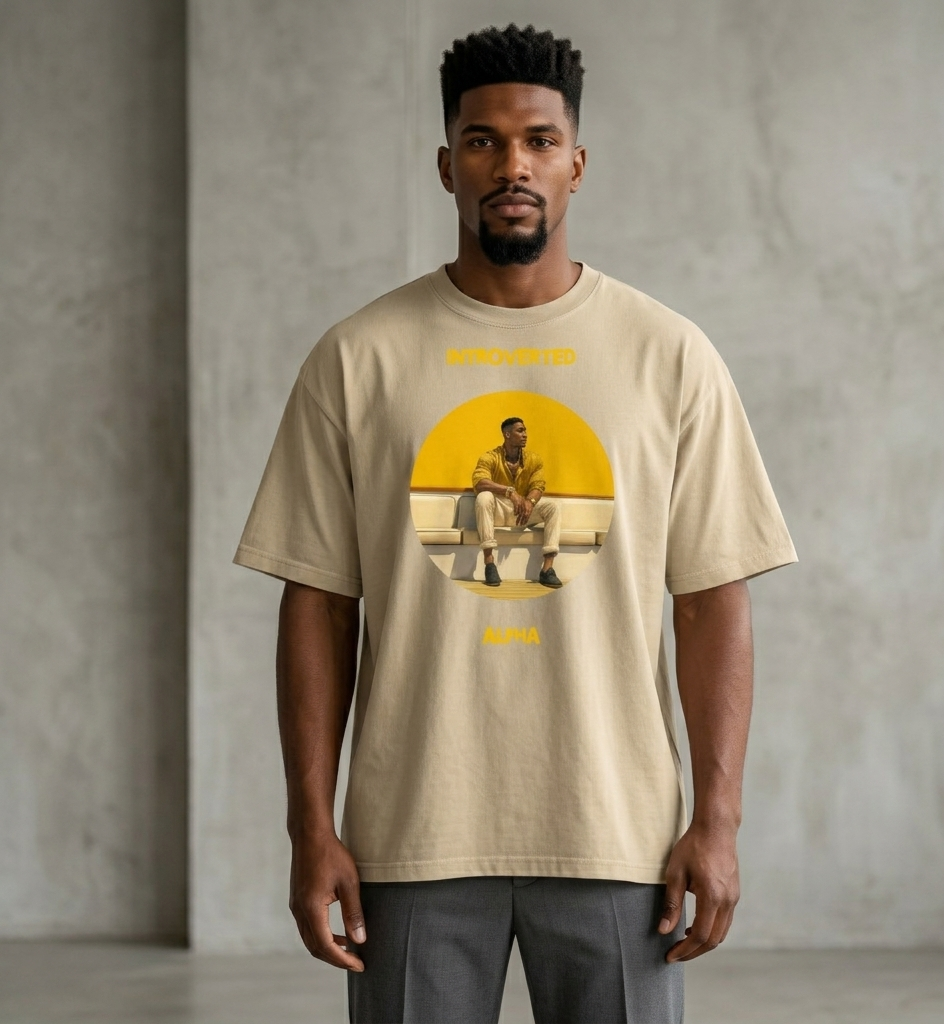 Xantho Philos™ Oversized Faded T-Shirt in Faded Khaki for men, neutral oversized T-shirt with casual streetwear style