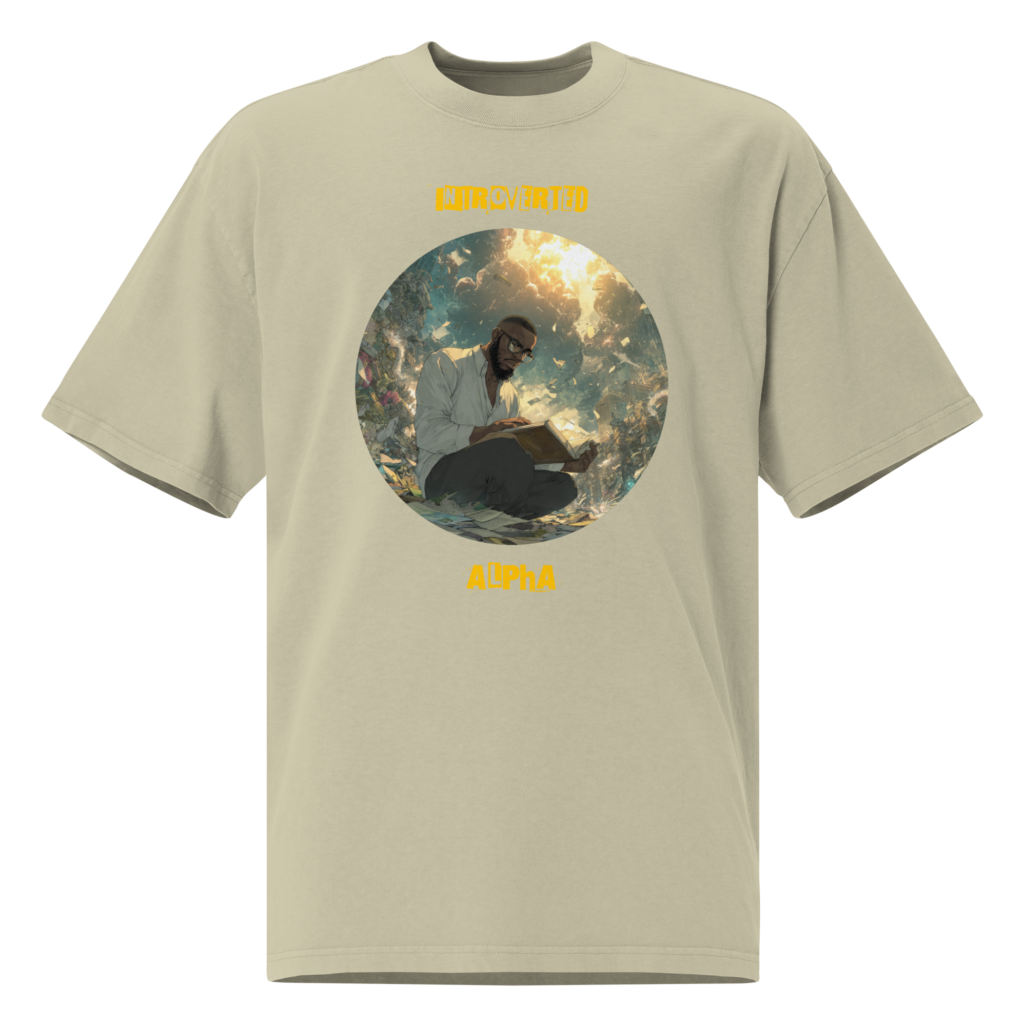 IntrovertedAlpha™ Oversized Faded T-Shirt in Faded Eucalyptus for men, washed green oversized T-shirt with premium casual style