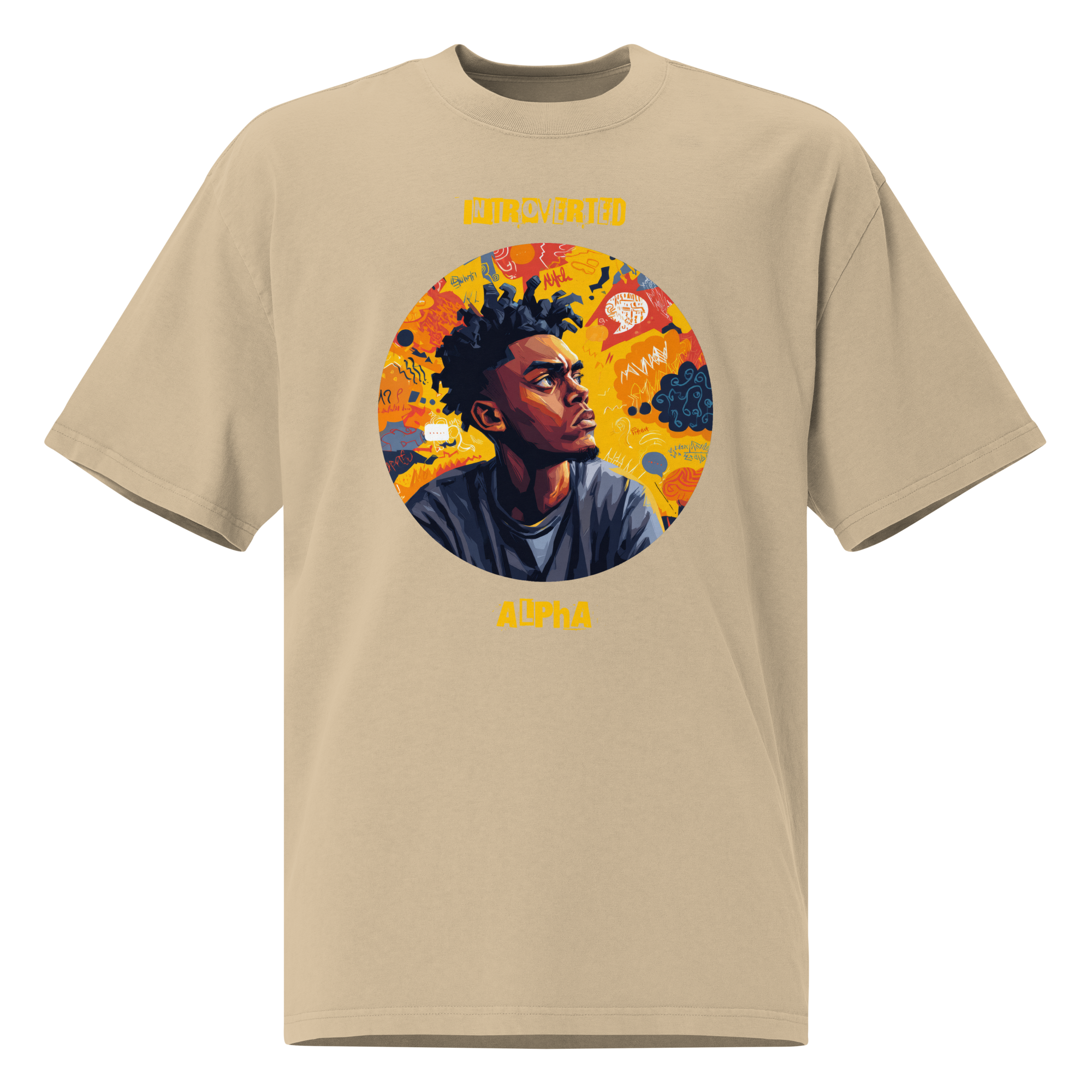 Xantho Philos™ Oversized Faded T-Shirt in Faded Khaki for men, neutral oversized T-shirt with casual streetwear style
