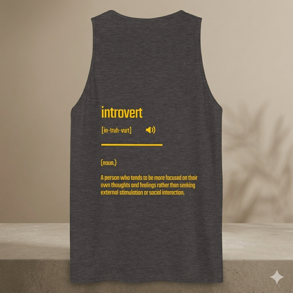 IntrovertedAlpha™ Tank Top in Charcoal Heather for men, soft-blend tank top with a clean everyday fit