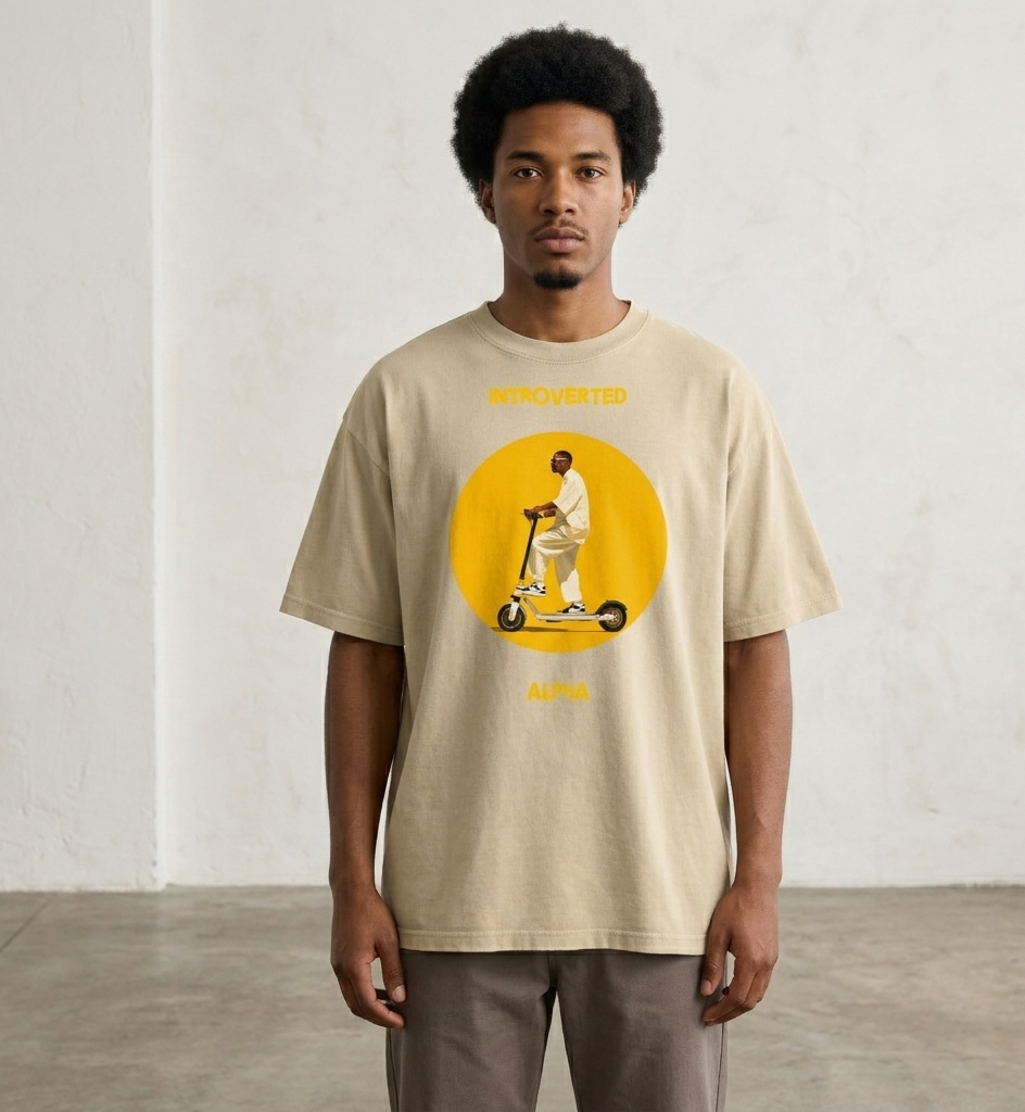 Xantho Philos™ Oversized Faded T-Shirt in Faded Khaki for men, neutral oversized T-shirt with casual streetwear style