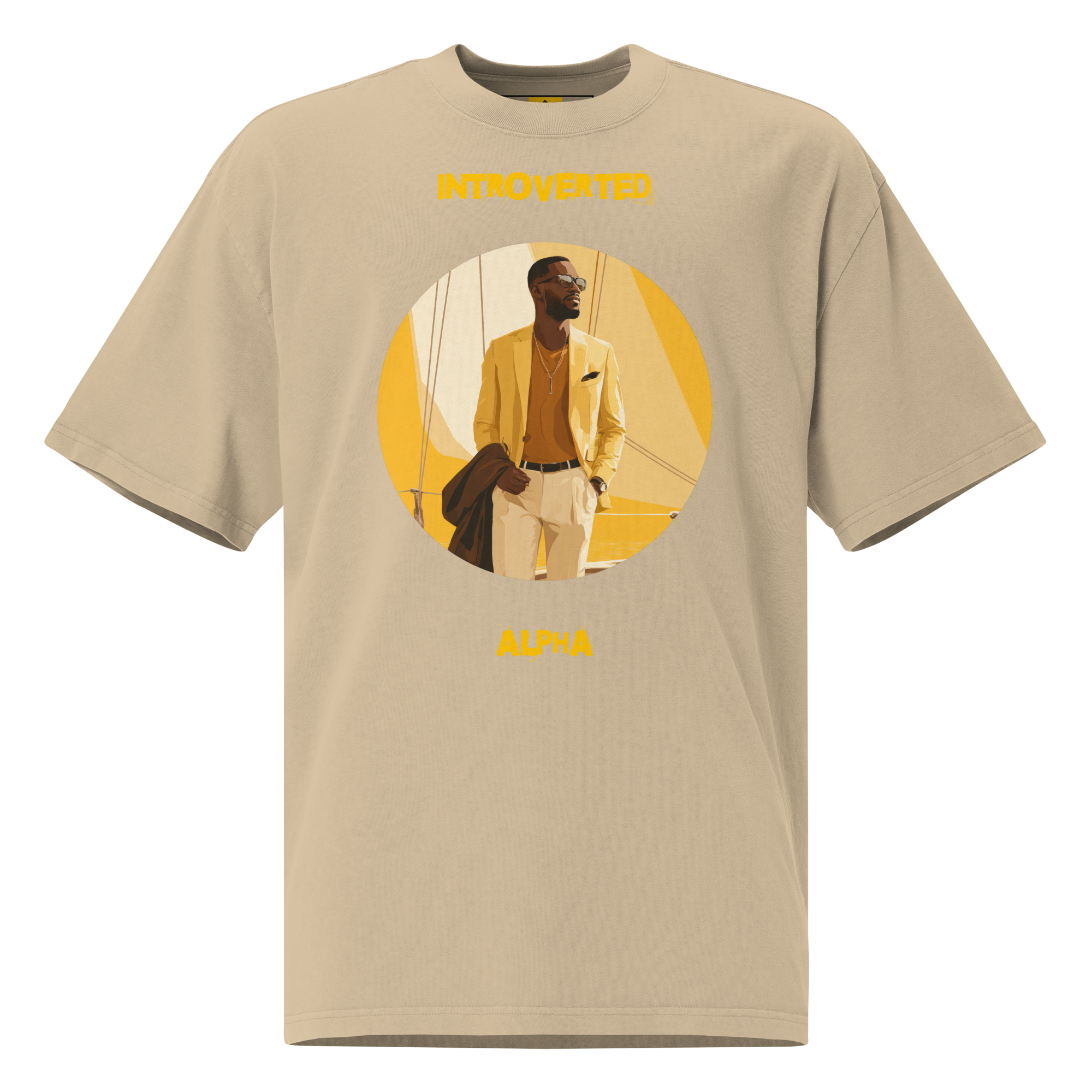 Xantho Philos™ Oversized Faded T-Shirt in Faded Khaki for men, neutral oversized T-shirt with casual streetwear style