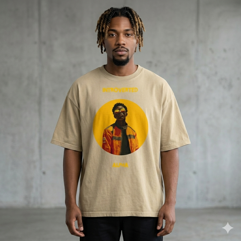 Xantho Philos™ Oversized Faded T-Shirt in Faded Khaki for men, neutral oversized T-shirt with casual streetwear style