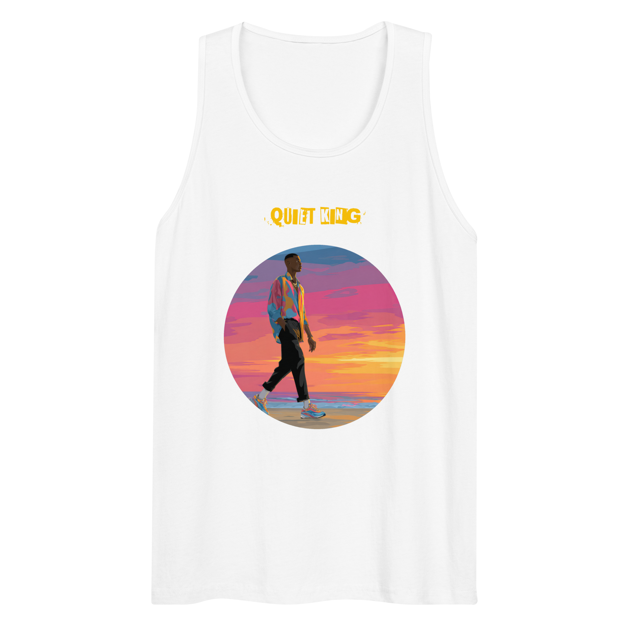 IntrovertedAlpha™ Tank Top in White for men, crisp minimalist tank top with a breathable everyday fit