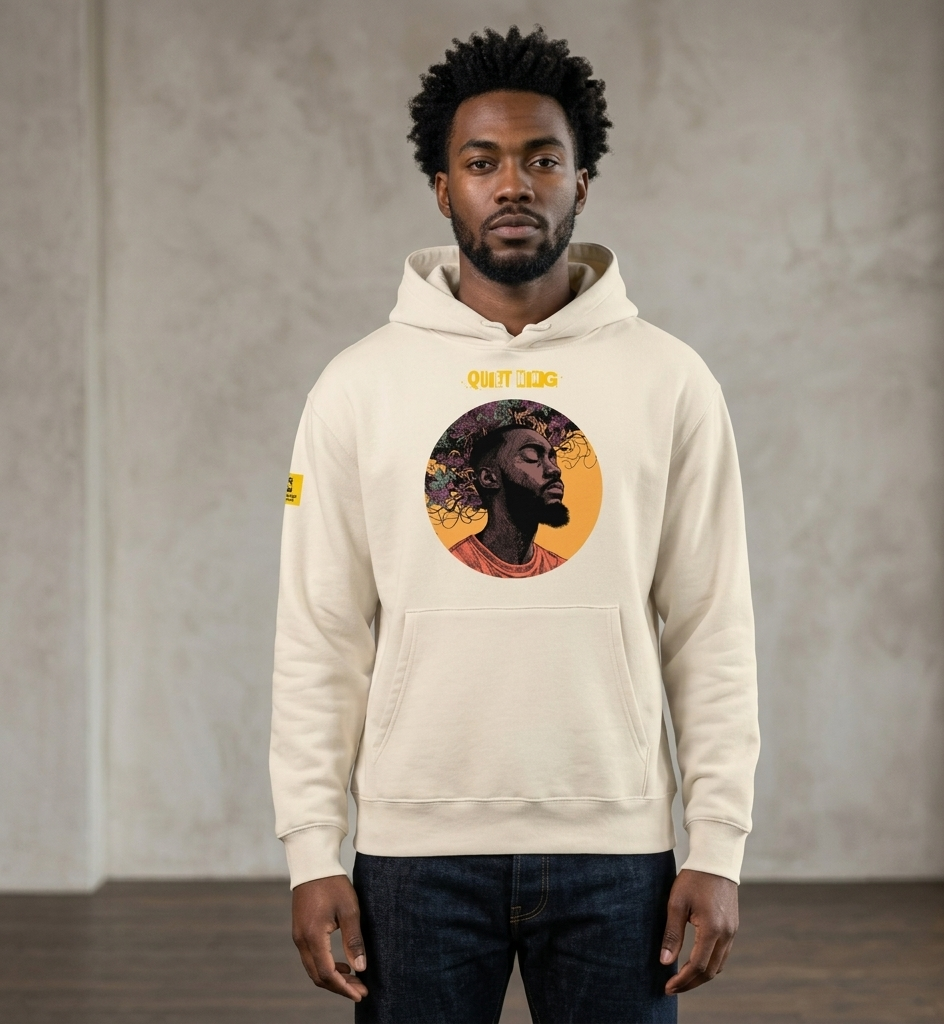 IntrovertedAlpha™ Oversized Hoodie in Dust for men, soft neutral heavyweight hoodie with a relaxed fit