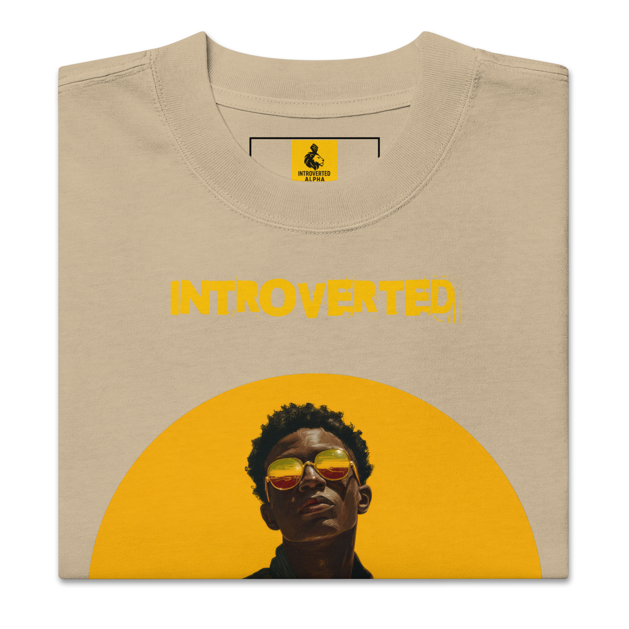 Xantho Philos™ Oversized Faded T-Shirt in Faded Khaki for men, neutral oversized T-shirt with casual streetwear style