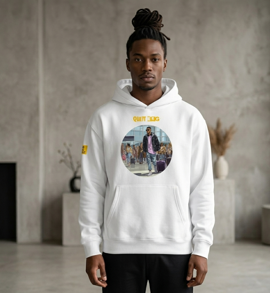 IntrovertedAlpha™ Oversized Hoodie in White for men, crisp minimalist oversized hoodie with premium streetwear appeal