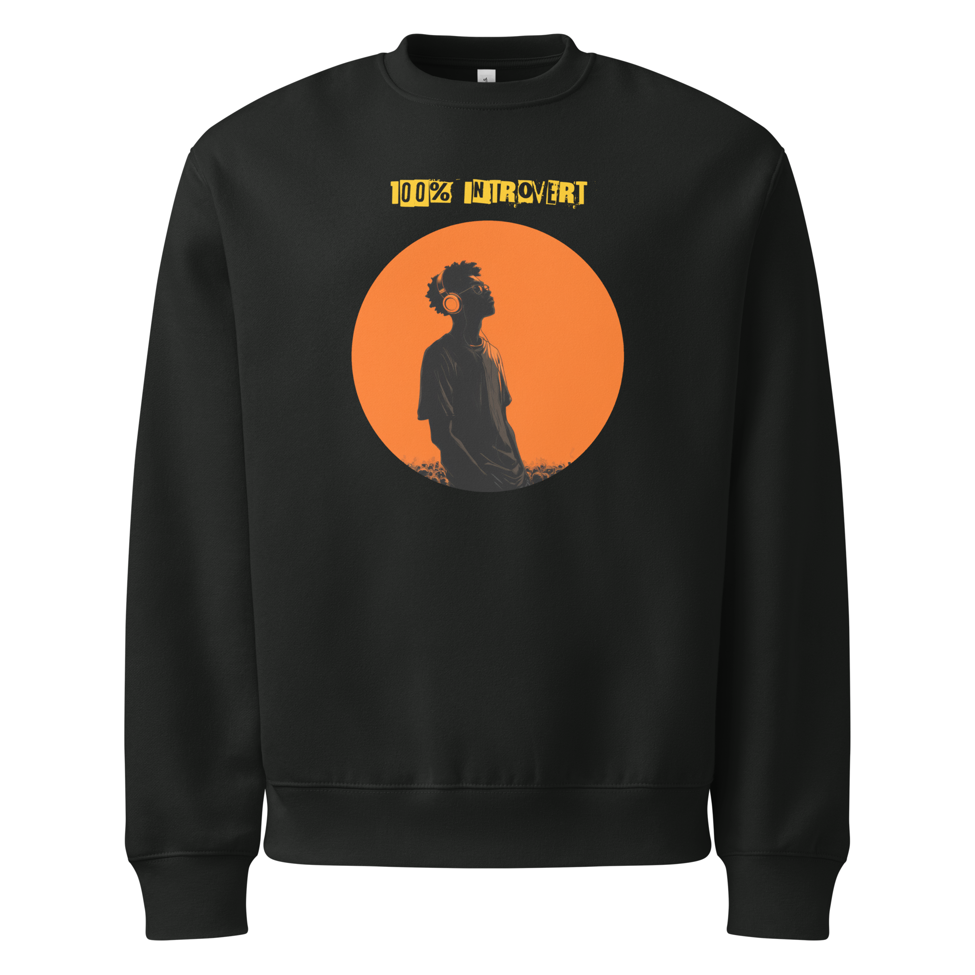IntrovertedAlpha™ Oversized Sweatshirt in Vintage Black for men, washed heavyweight sweatshirt with a relaxed oversized fit