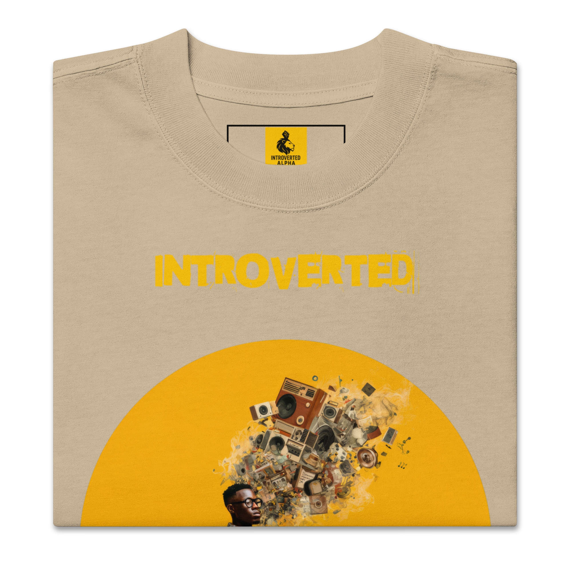 Xantho Philos™ Oversized Faded T-Shirt in Faded Khaki for men, neutral oversized T-shirt with casual streetwear style