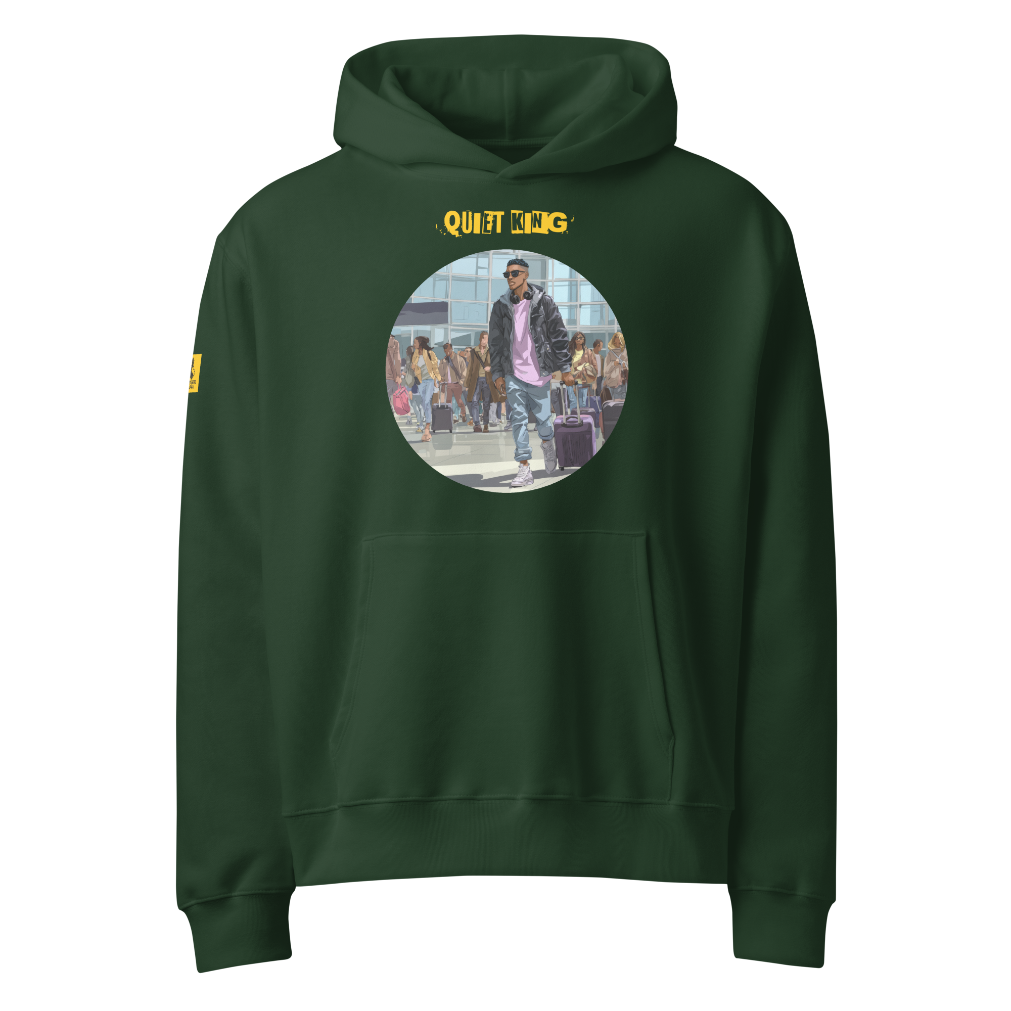 IntrovertedAlpha™ Oversized Hoodie in Forest for men, elevated everyday streetwear with a relaxed oversized fit