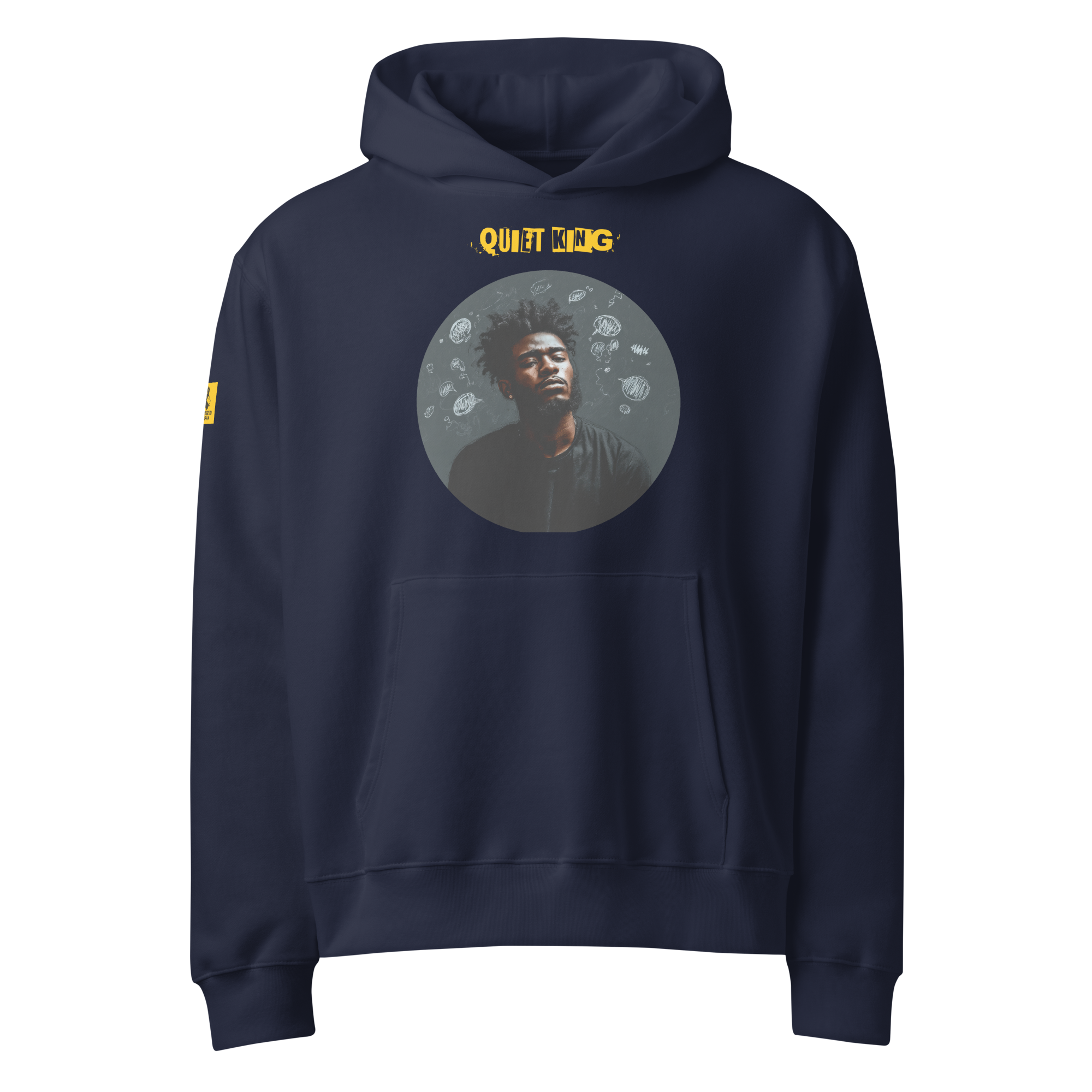 IntrovertedAlpha™ Oversized Hoodie in Navy for men, minimalist heavyweight hoodie with a relaxed streetwear fit
