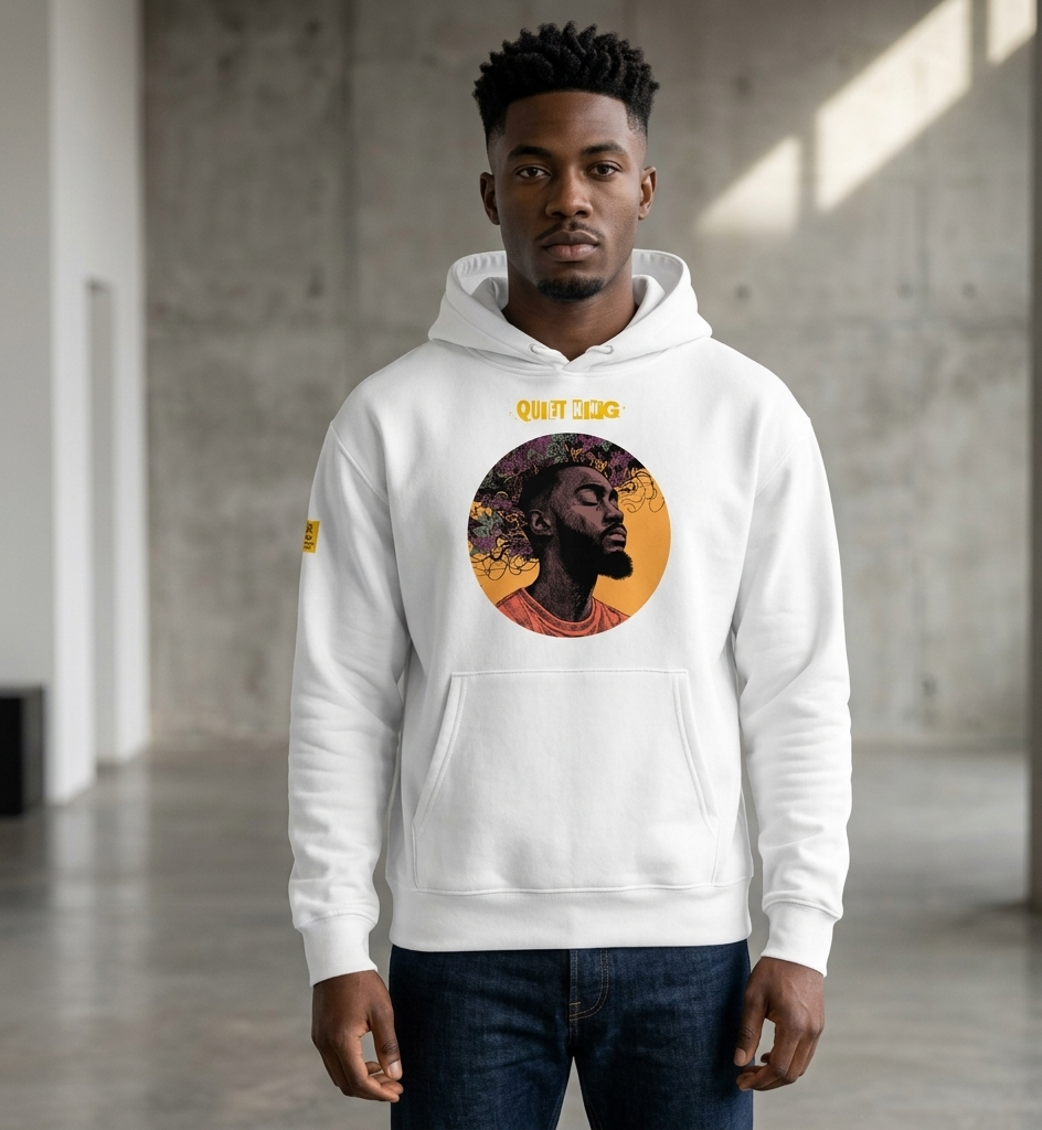 IntrovertedAlpha™ Oversized Hoodie in White for men, crisp minimalist oversized hoodie with premium streetwear appeal
