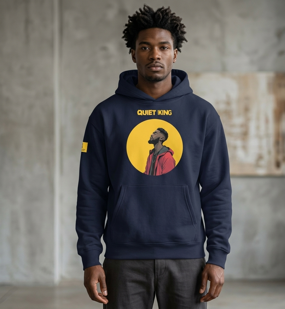IntrovertedAlpha™ Oversized Hoodie in Navy for men, minimalist heavyweight hoodie with a relaxed streetwear fit