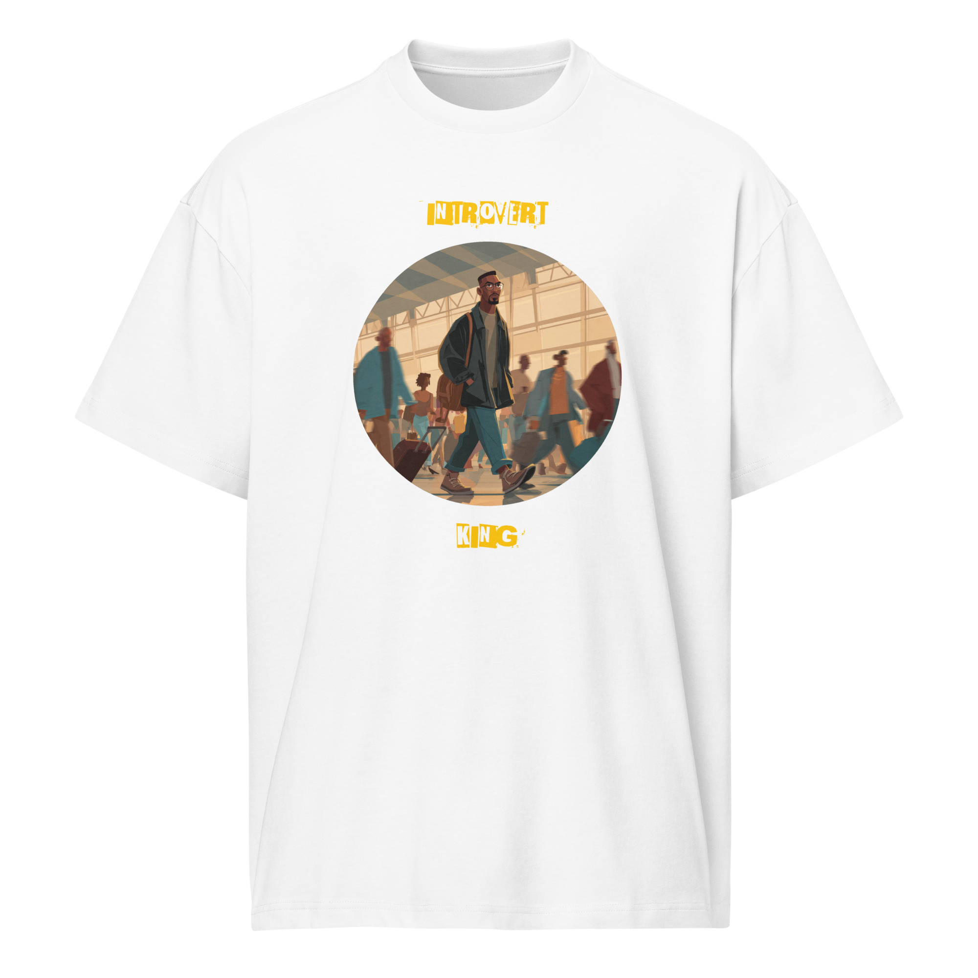IntrovertedAlpha™ Box Tee in White for men, crisp structured box tee with a clean premium finish