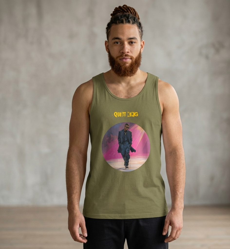 IntrovertedAlpha™ Tank Top in Military Green for men, athletic streetwear tank with a grounded utilitarian tone