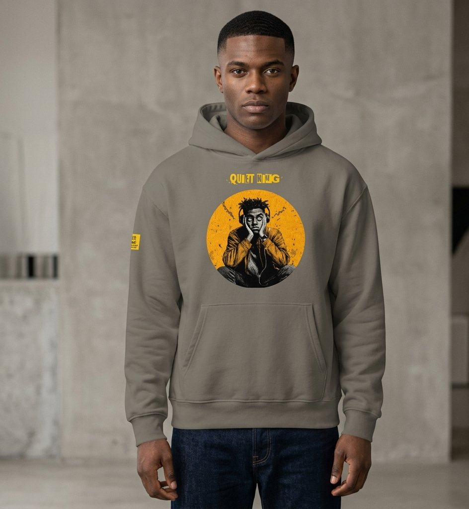 IntrovertedAlpha™ Oversized Hoodie in Asphalt for men, clean minimalist hoodie with premium heavyweight comfort