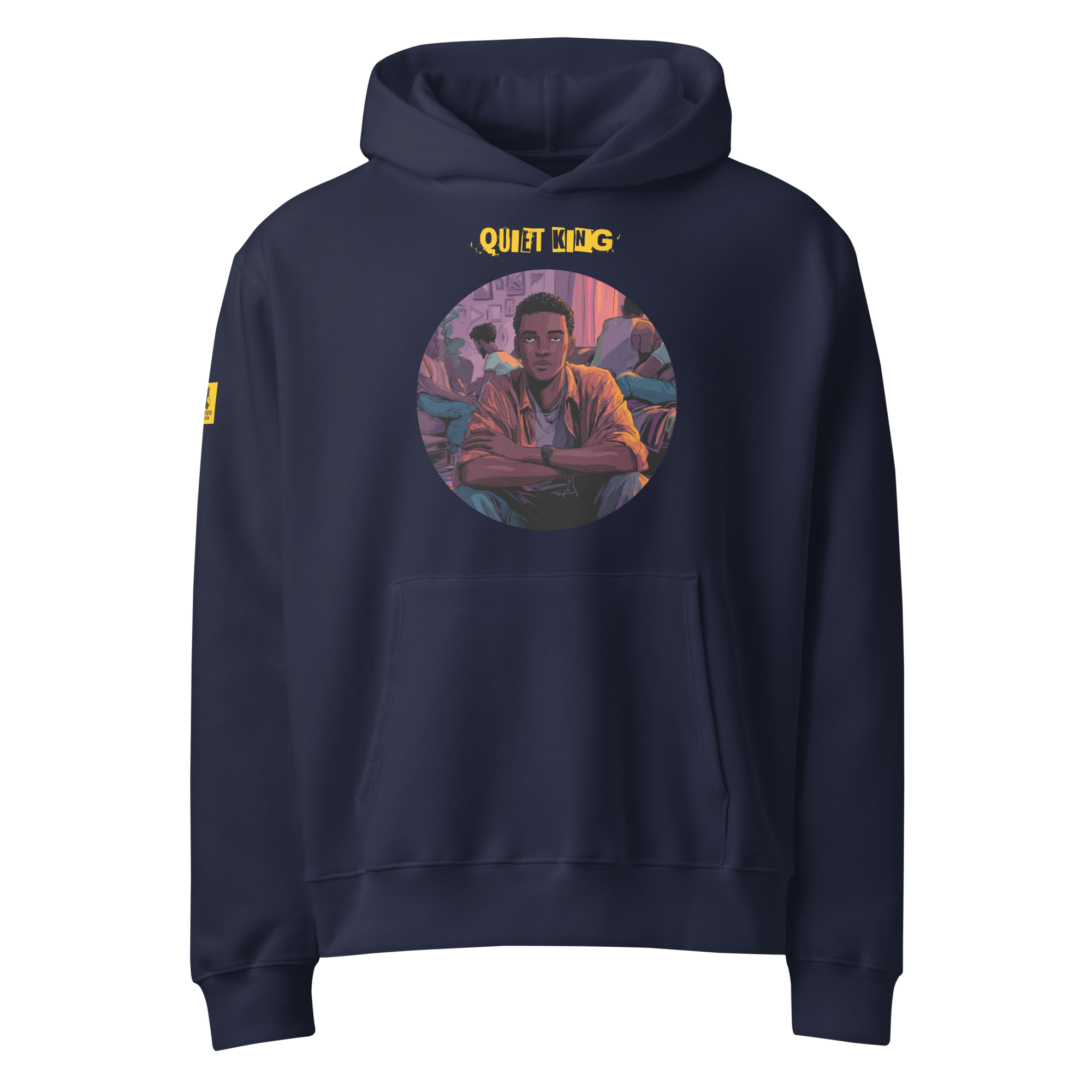 IntrovertedAlpha™ Oversized Hoodie in Navy for men, minimalist heavyweight hoodie with a relaxed streetwear fit