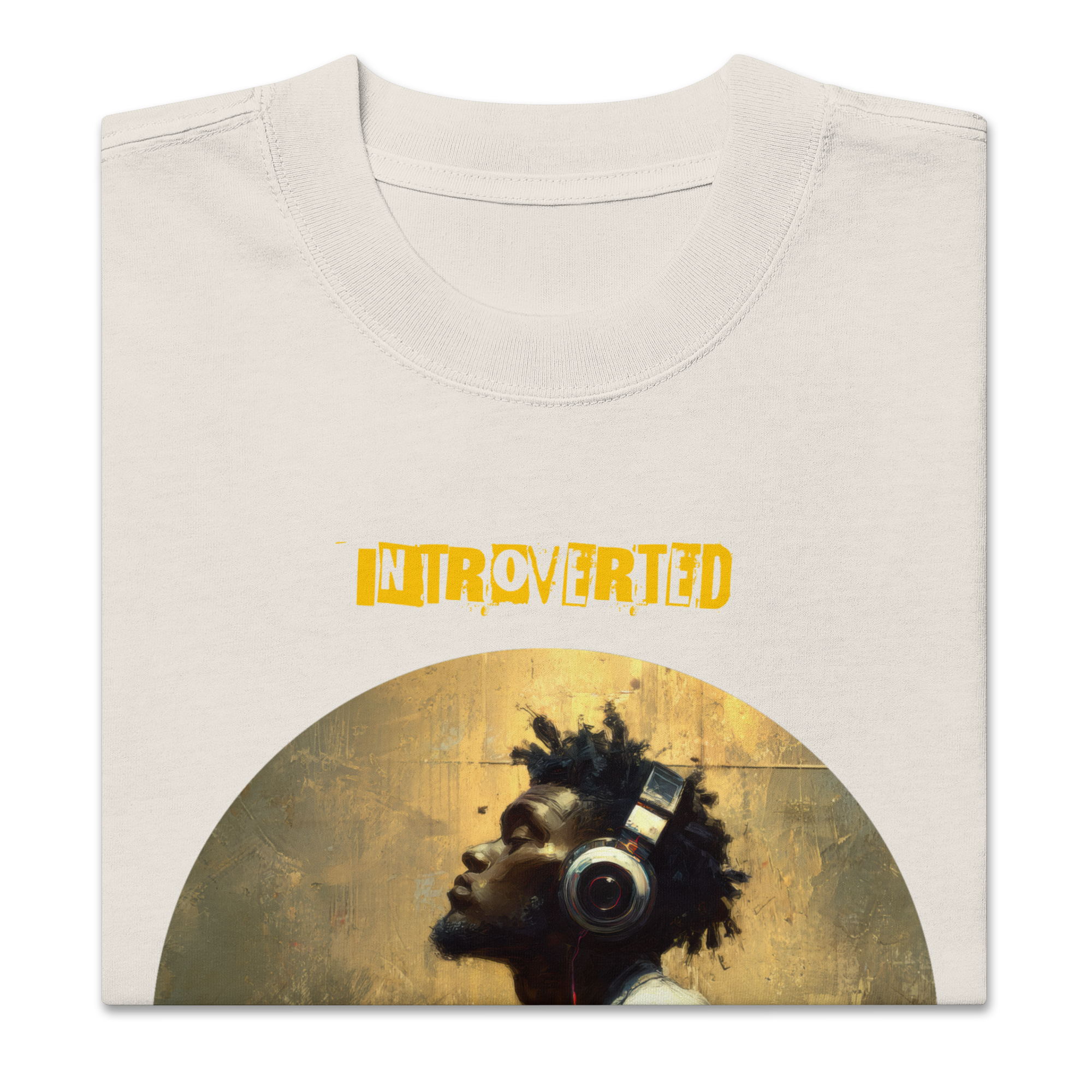 IntrovertedAlpha™ Oversized Faded T-Shirt in Faded Bone for men, soft neutral oversized T-shirt with a minimalist streetwear feel
