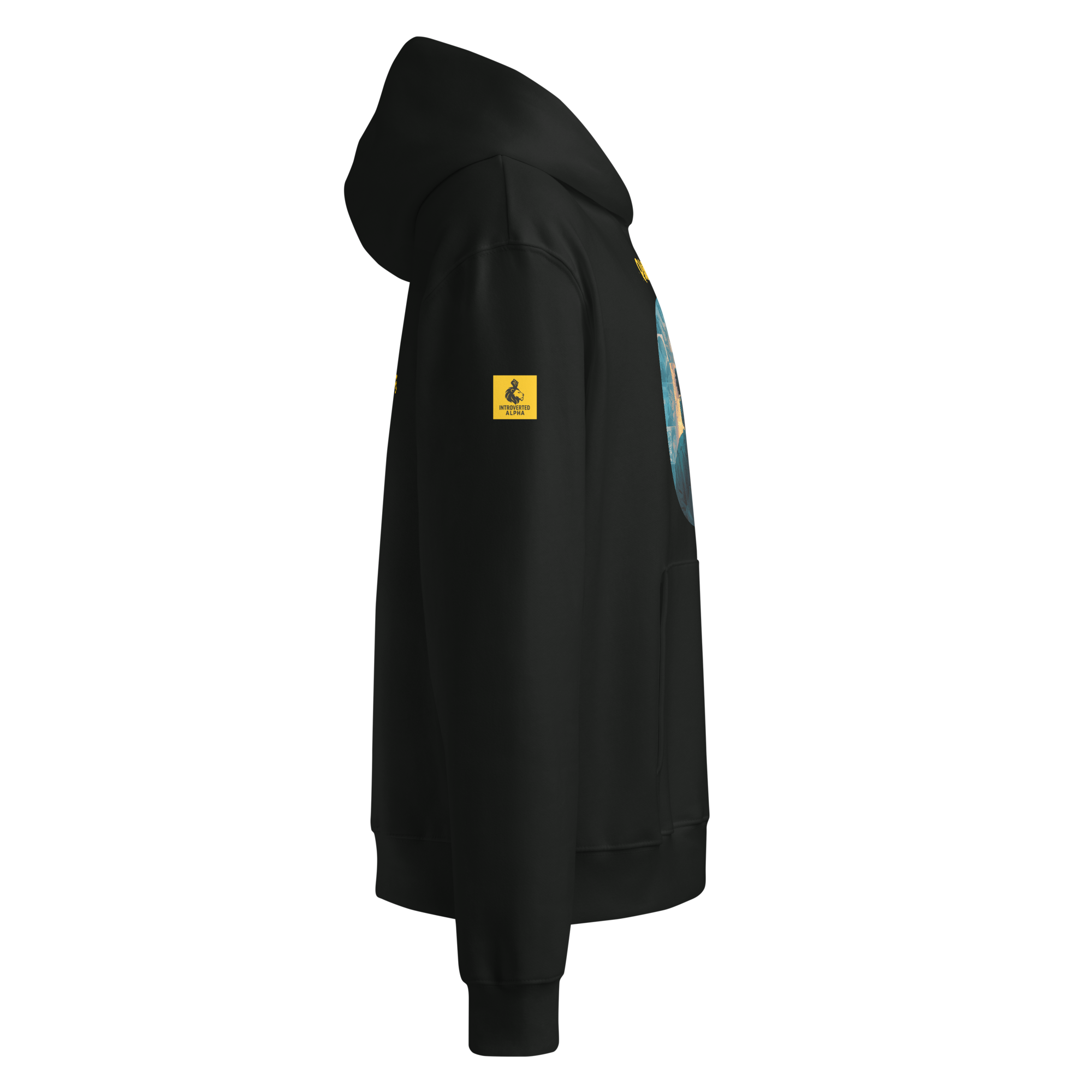 IntrovertedAlpha™ Oversized Hoodie in Vintage Black for men, premium heavyweight streetwear with a relaxed oversized fit