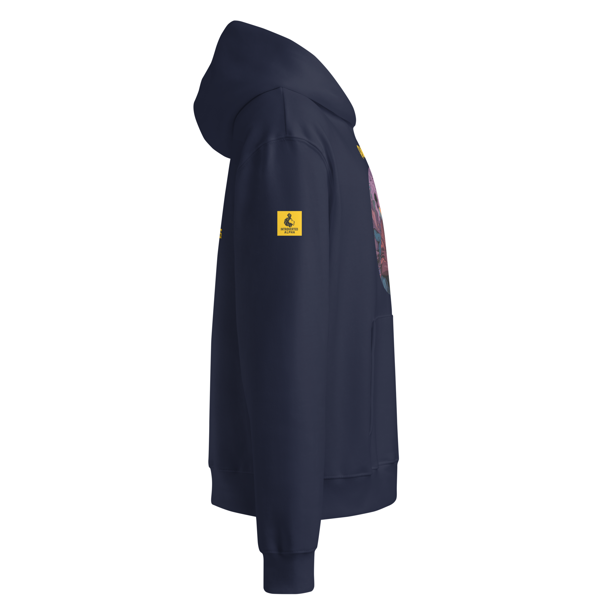 IntrovertedAlpha™ Oversized Hoodie in Navy for men, minimalist heavyweight hoodie with a relaxed streetwear fit