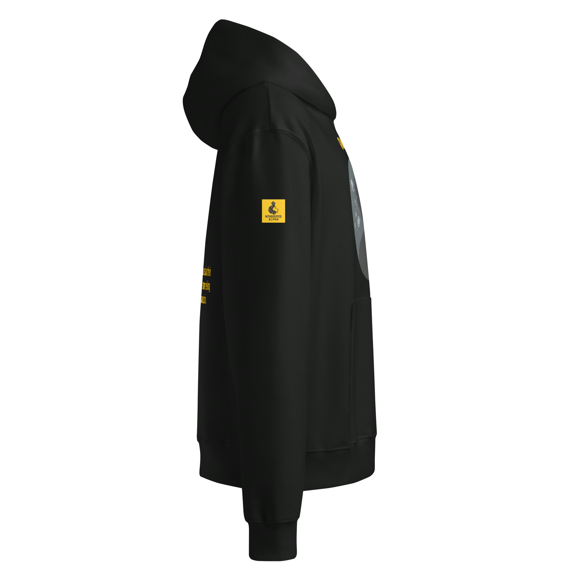 IntrovertedAlpha™ Oversized Hoodie in Vintage Black for men, premium heavyweight streetwear with a relaxed oversized fit