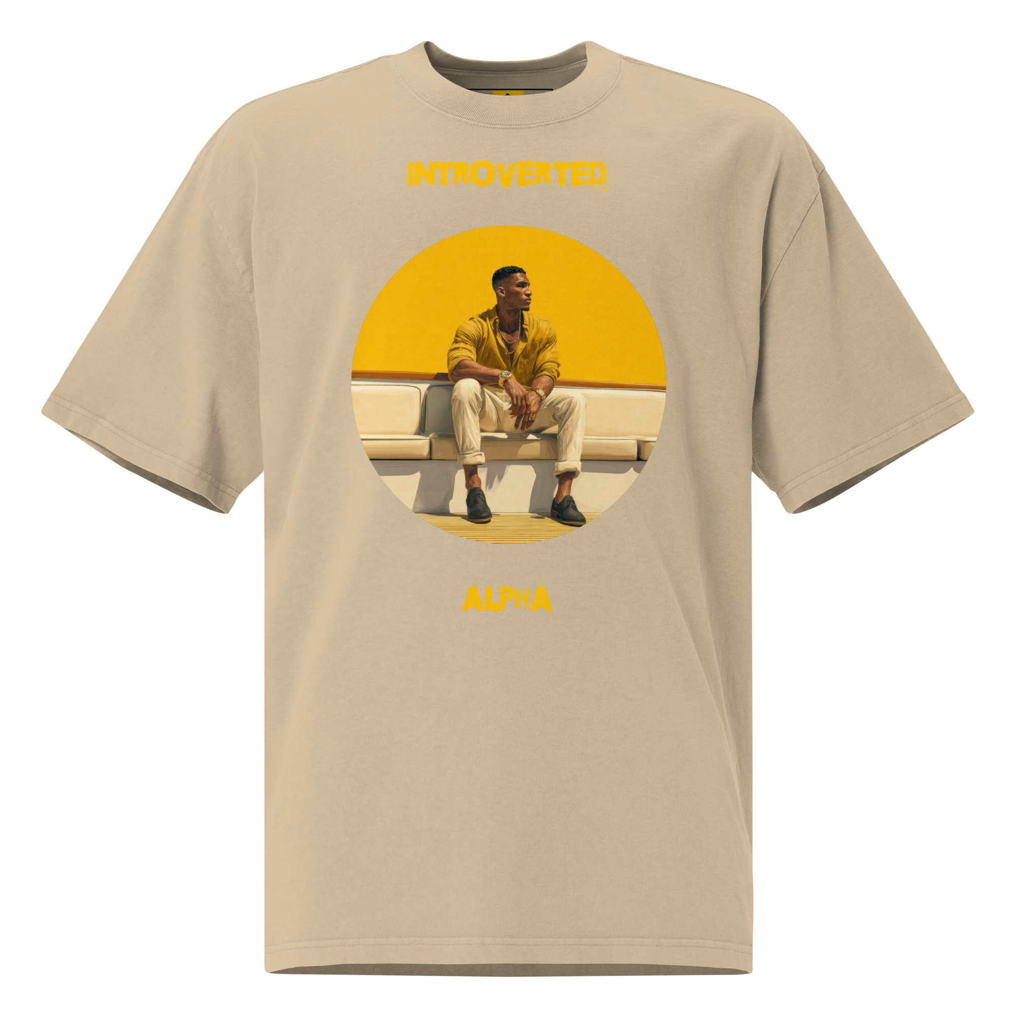Xantho Philos™ Oversized Faded T-Shirt in Faded Khaki for men, neutral oversized T-shirt with casual streetwear style