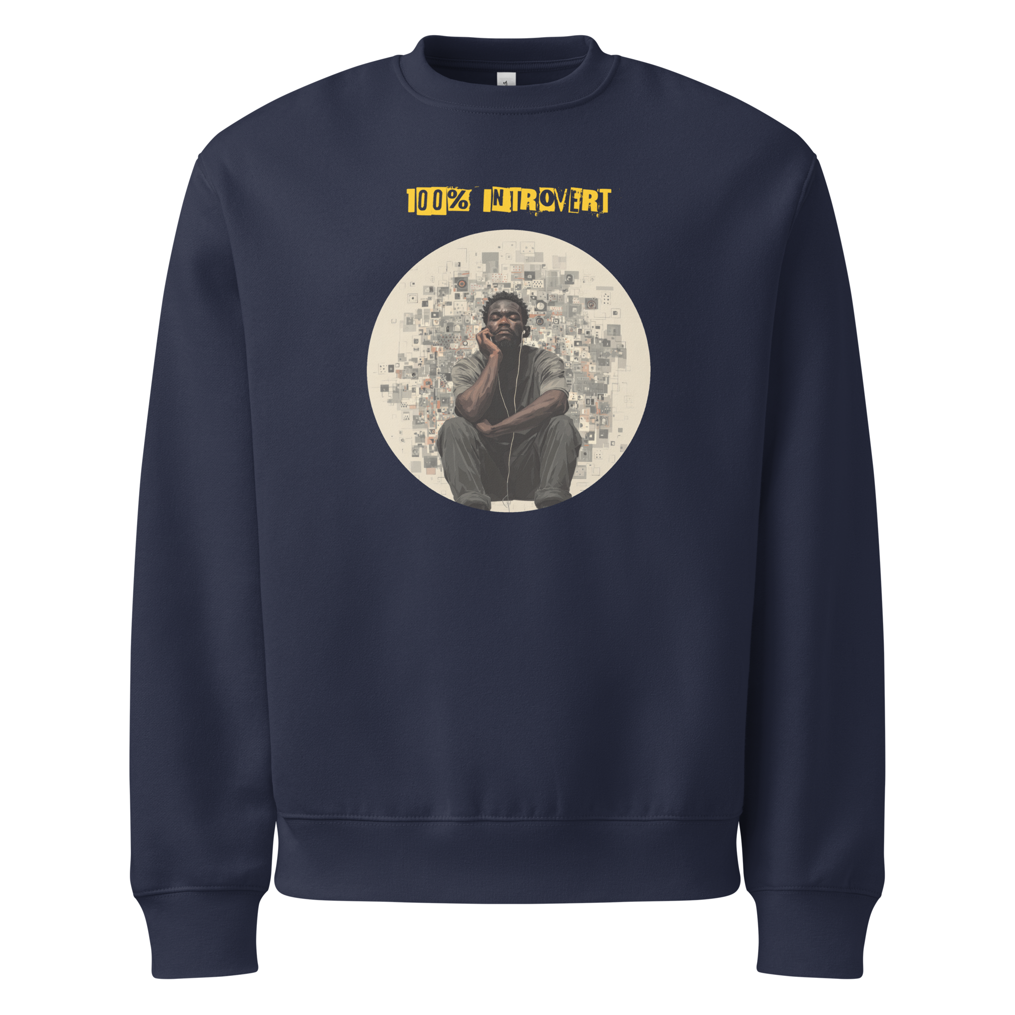 IntrovertedAlpha™ Oversized Sweatshirt in Navy for men, minimalist premium sweatshirt with everyday streetwear style