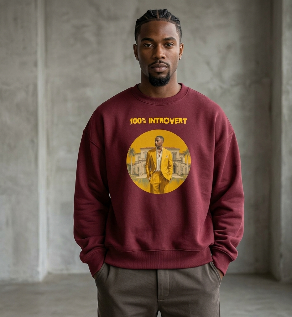 Xantho Philos™ Oversized Sweatshirt in Maroon for men, rich-toned oversized sweatshirt with heavyweight comfort
