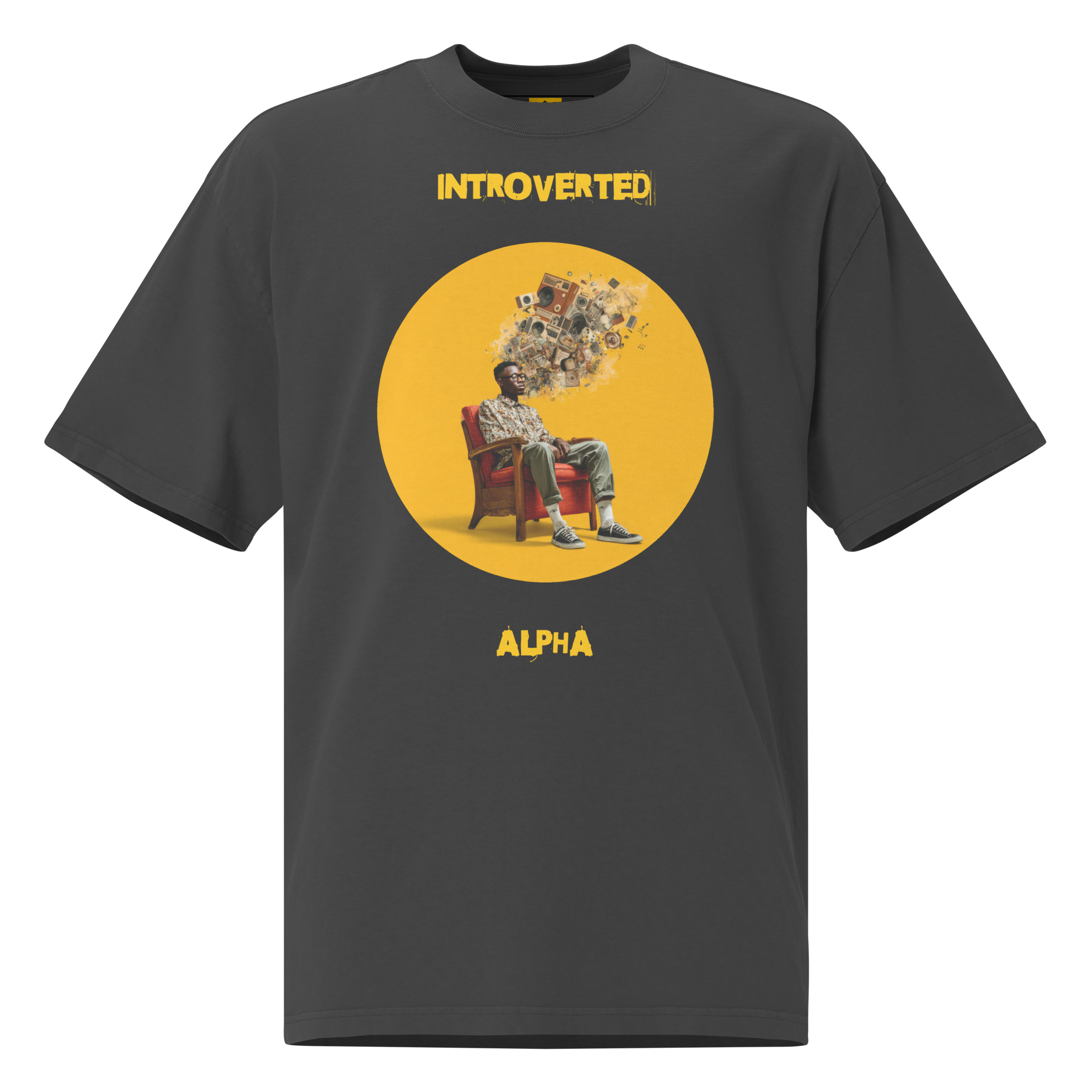 Xantho Philos™ Oversized Faded T-Shirt in Faded Black for men, vintage-wash streetwear with a relaxed oversized fit