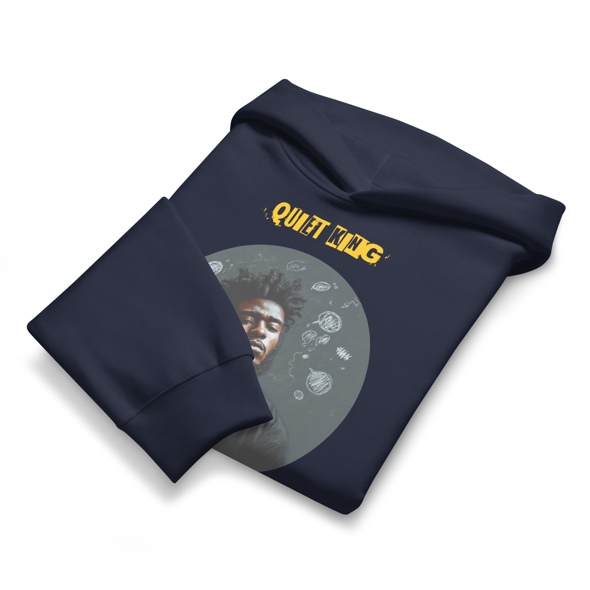 IntrovertedAlpha™ Oversized Hoodie in Navy for men, minimalist heavyweight hoodie with a relaxed streetwear fit