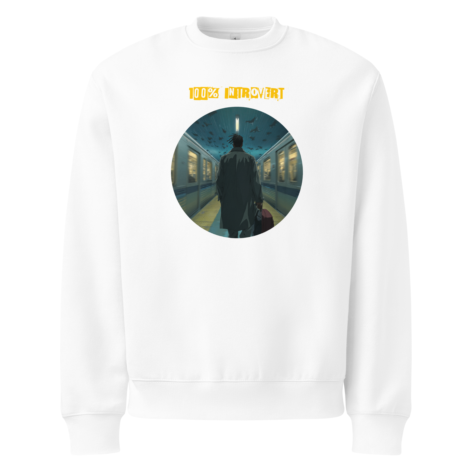 IntrovertedAlpha™ Oversized Sweatshirt in White for men, clean minimalist sweatshirt with a premium heavyweight finish