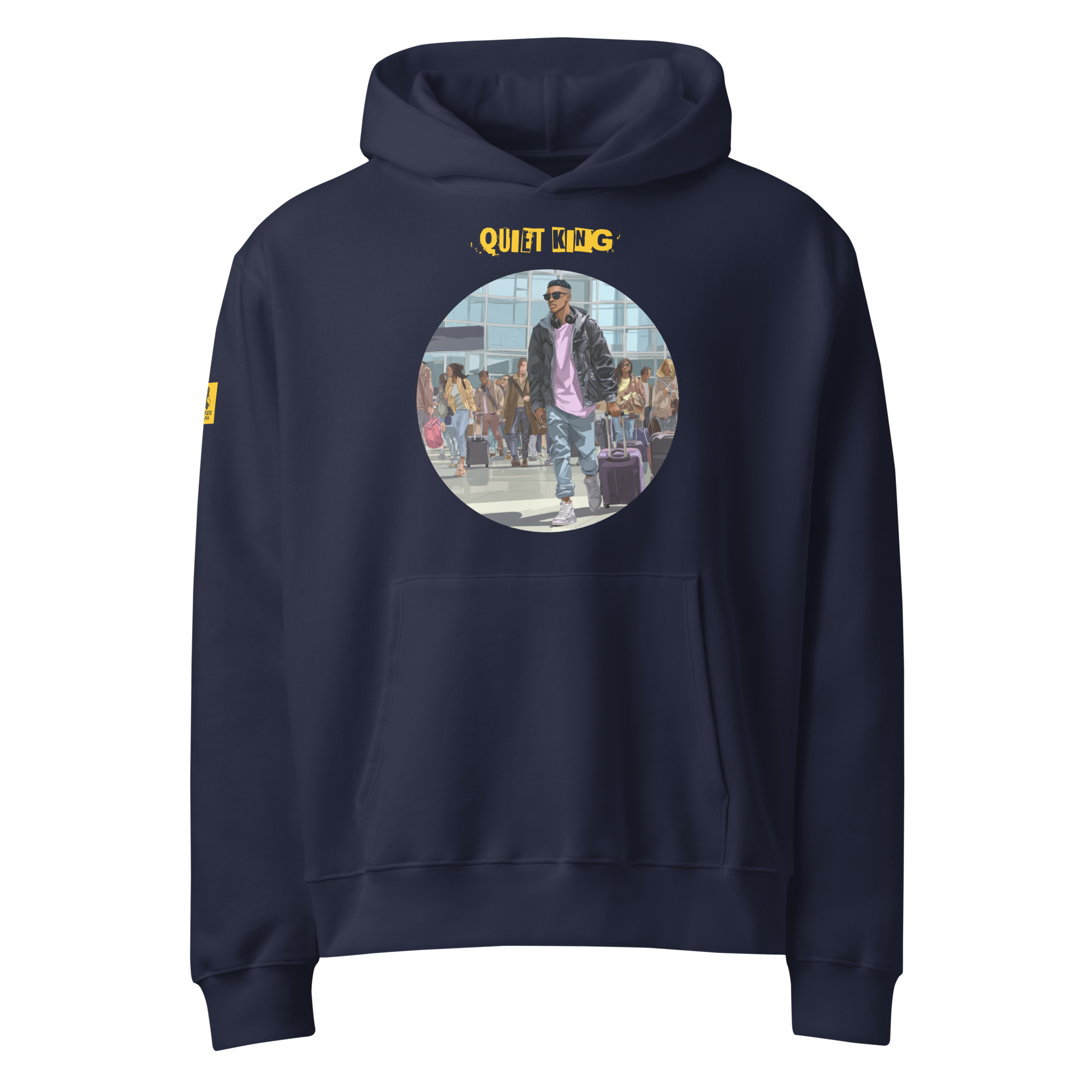 IntrovertedAlpha™ Oversized Hoodie in Navy for men, minimalist heavyweight hoodie with a relaxed streetwear fit
