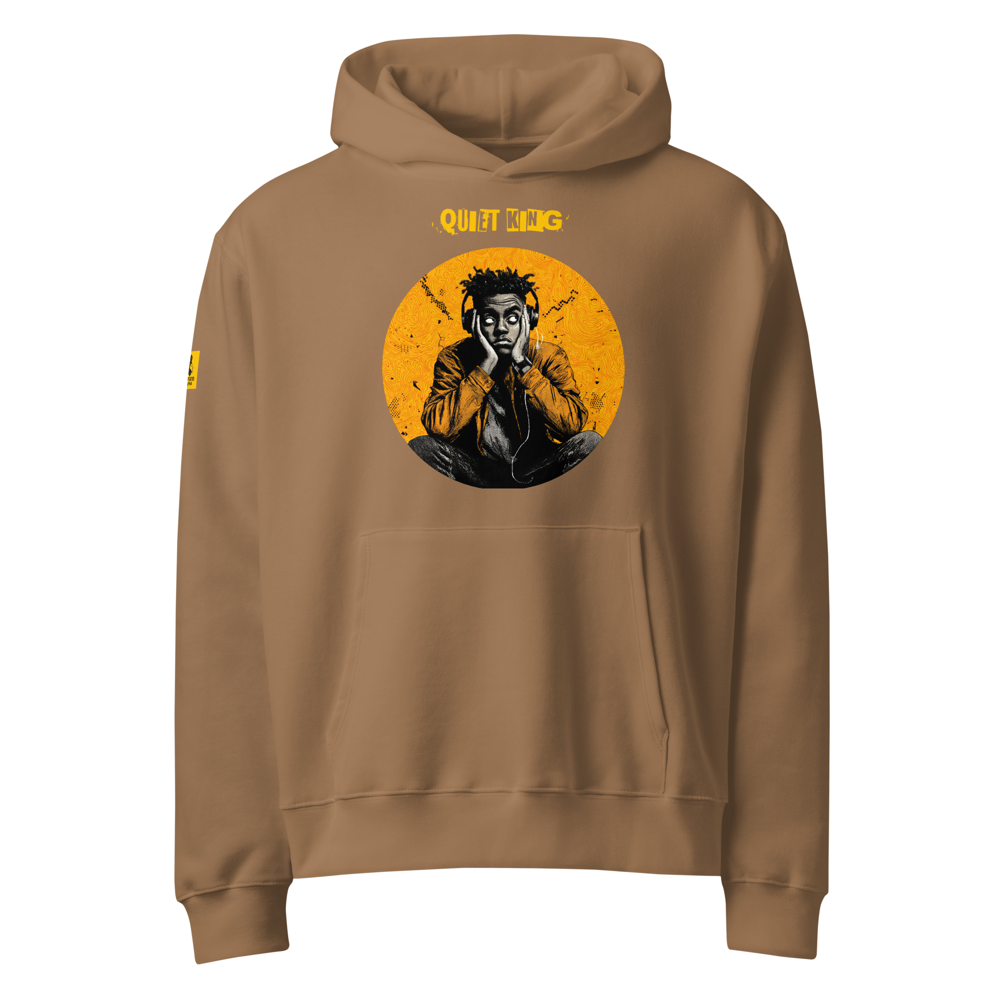 IntrovertedAlpha™ Oversized Hoodie in Vintage Brown for men, premium oversized streetwear with a warm neutral tone