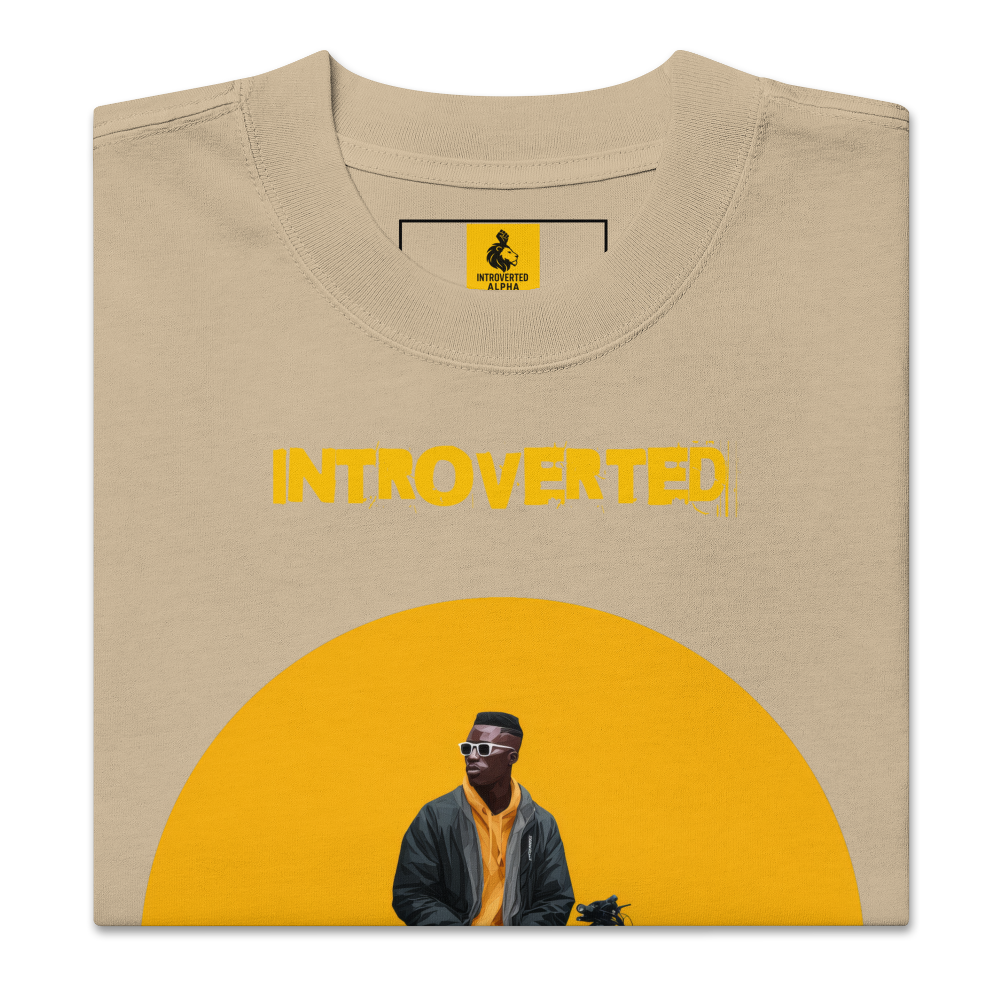 Xantho Philos™ Oversized Faded T-Shirt in Faded Khaki for men, neutral oversized T-shirt with casual streetwear style