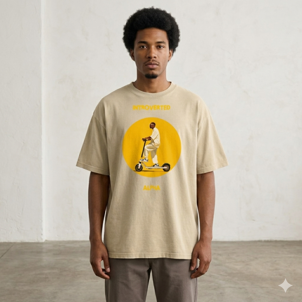Xantho Philos™ Oversized Faded T-Shirt in Faded Khaki for men, neutral oversized T-shirt with casual streetwear style