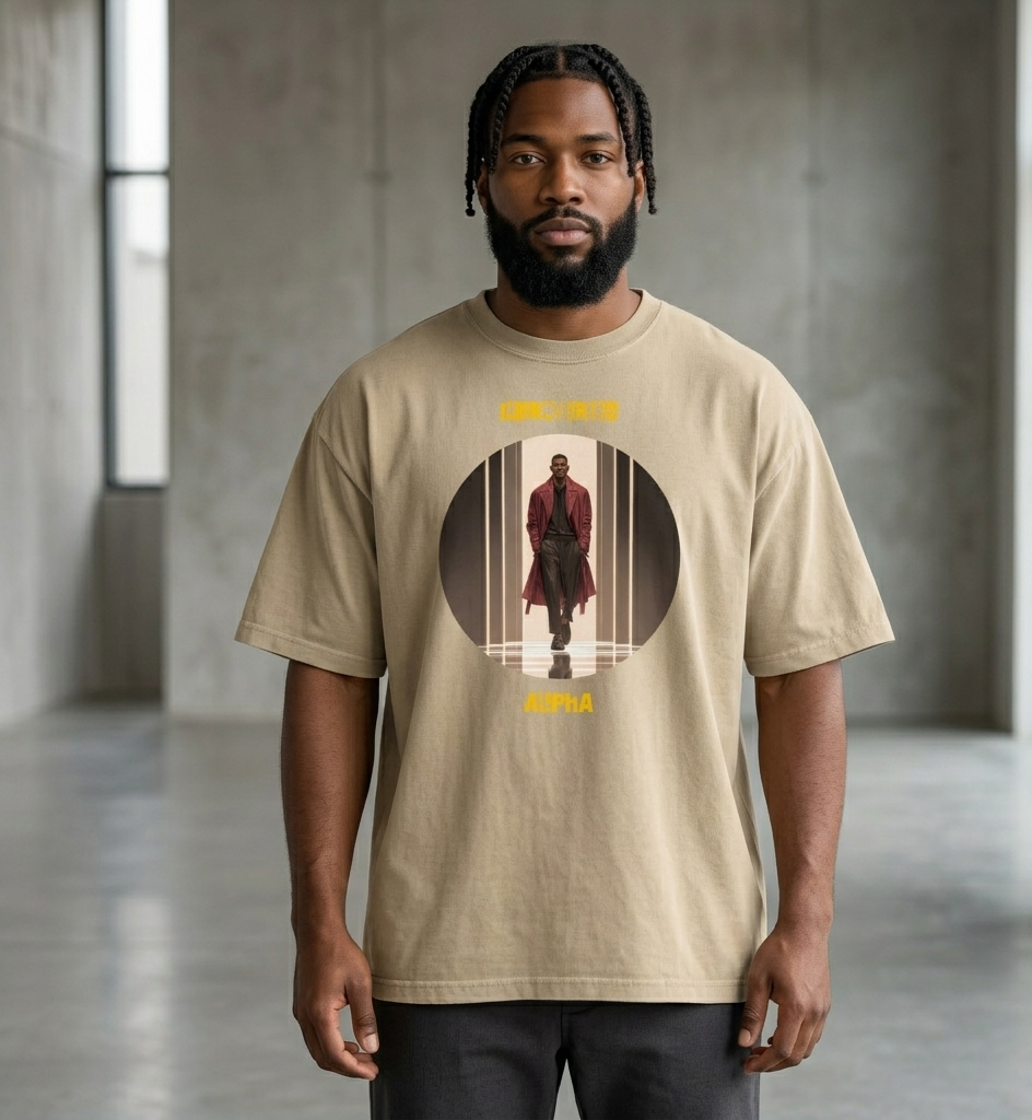 Xantho Philos™ Oversized Faded T-Shirt in Faded Khaki for men, neutral oversized T-shirt with casual streetwear style