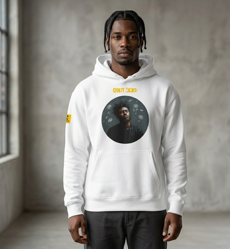 IntrovertedAlpha™ Oversized Hoodie in White for men, crisp minimalist oversized hoodie with premium streetwear appeal