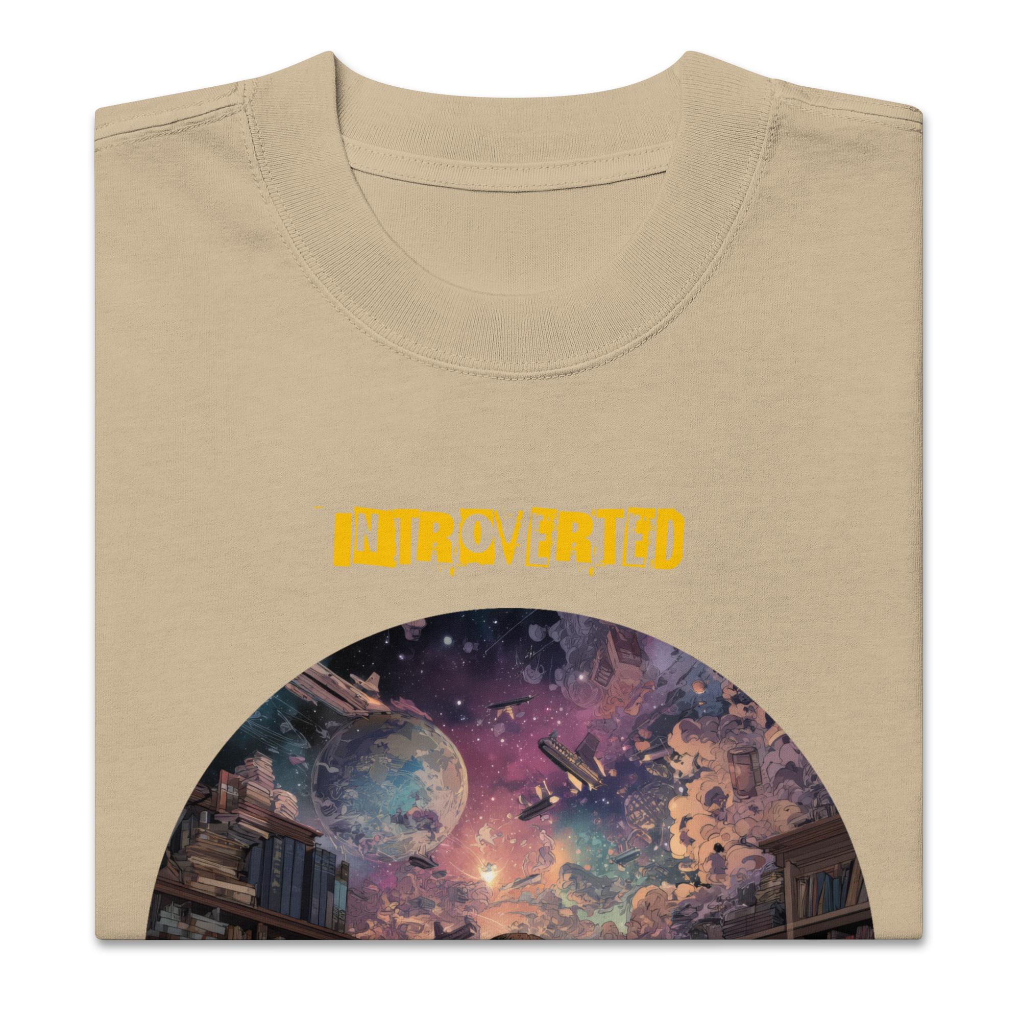 IntrovertedAlpha™ Oversized Faded T-Shirt in Faded Khaki for men, neutral oversized T-shirt with casual streetwear style