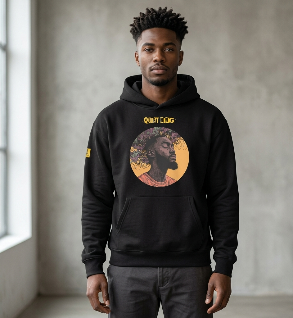 IntrovertedAlpha™ Oversized Hoodie in Vintage Black for men, premium heavyweight streetwear with a relaxed oversized fit